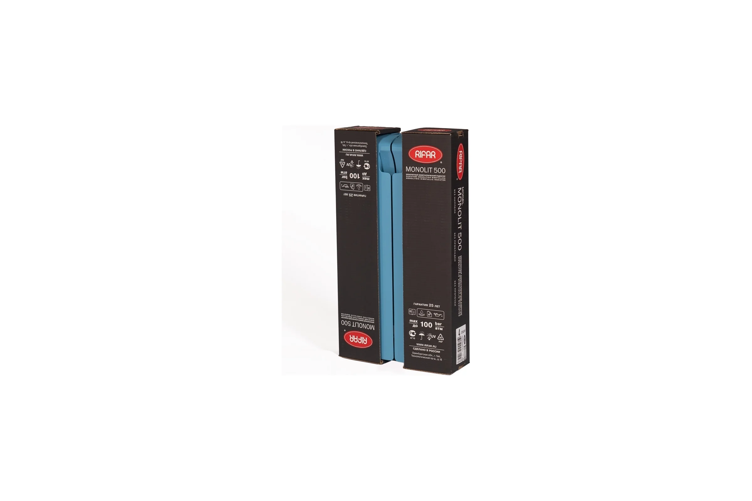 Биметаллический радиатор RIFAR MONOLIT 500 Сапфир 04 секц. бок. R-MN-500-04-SA