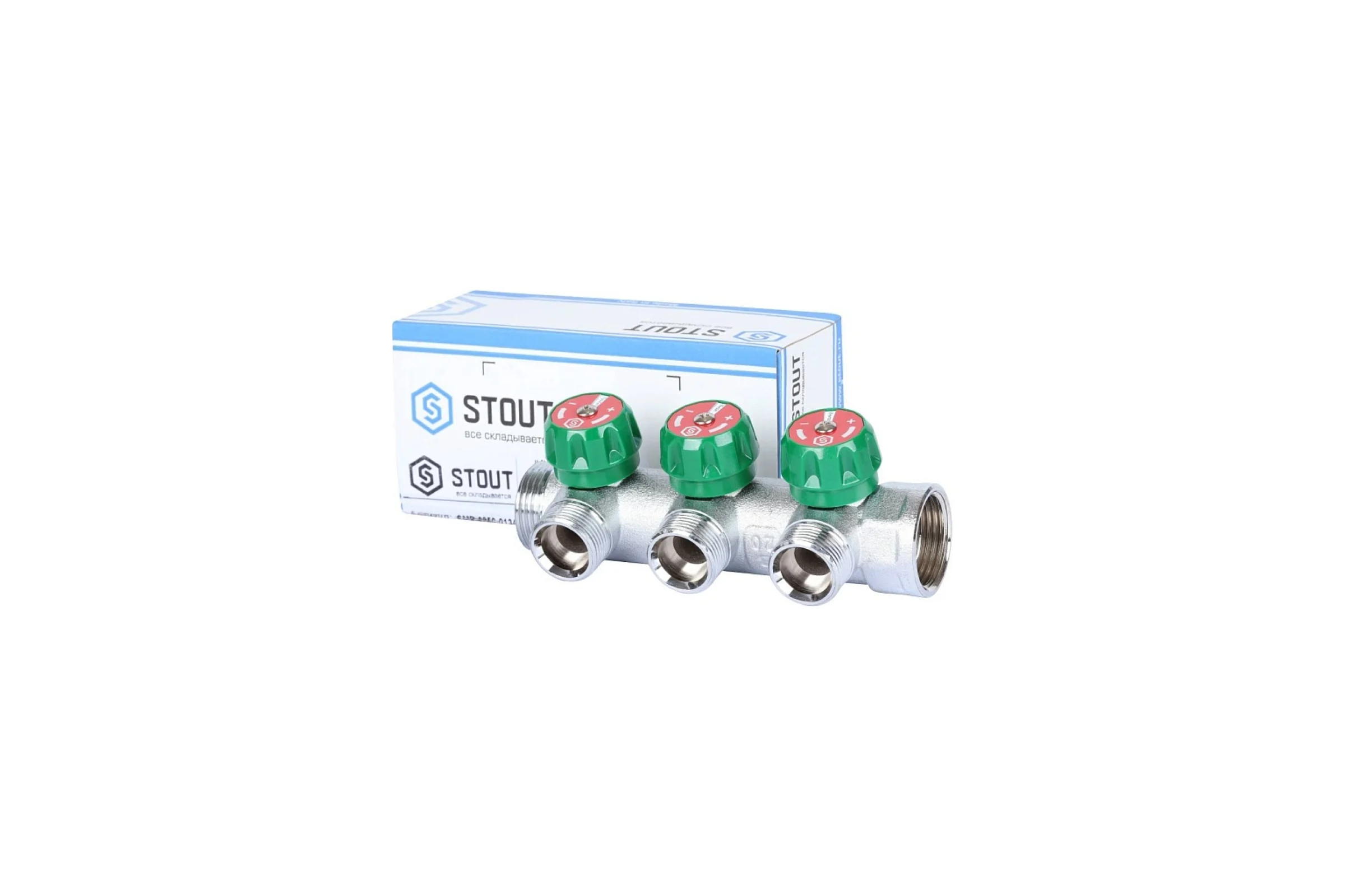 Регулирующий коллектор STOUT 1", 3 отвода 3/4" ЕК RG008UJF58O77P