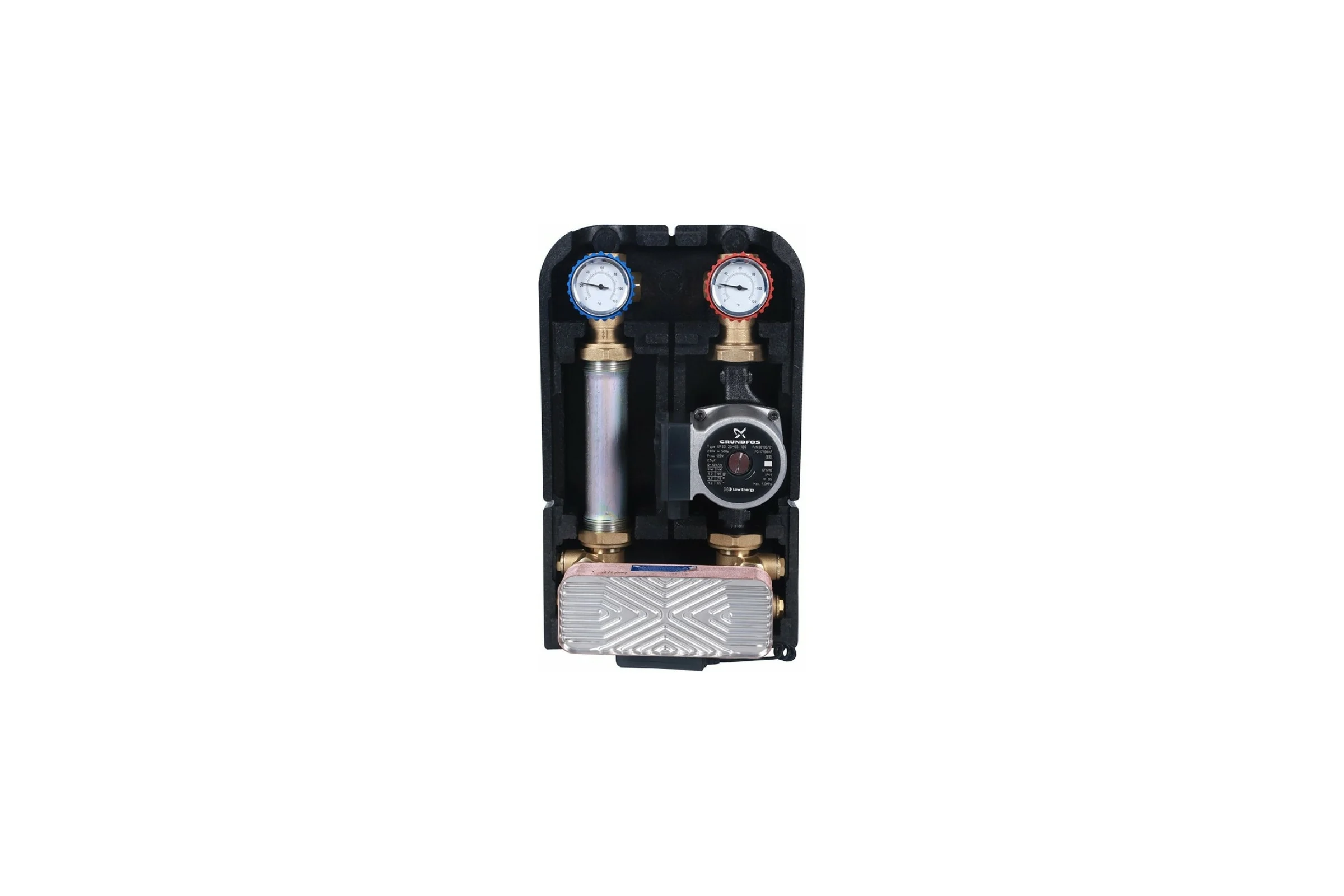 Насосная группа STOUT с 18 пластинами, с насосом, в теплоиз. Grundfos UPSO25-65 SDG-0038-182502 RG008U9S98RSO8