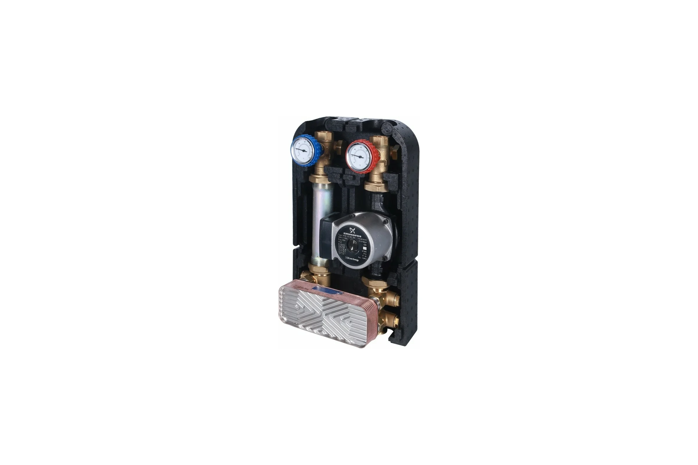Насосная группа STOUT с 18 пластинами, с насосом, в теплоиз. Grundfos UPSO25-65 SDG-0038-182502 RG008U9S98RSO8