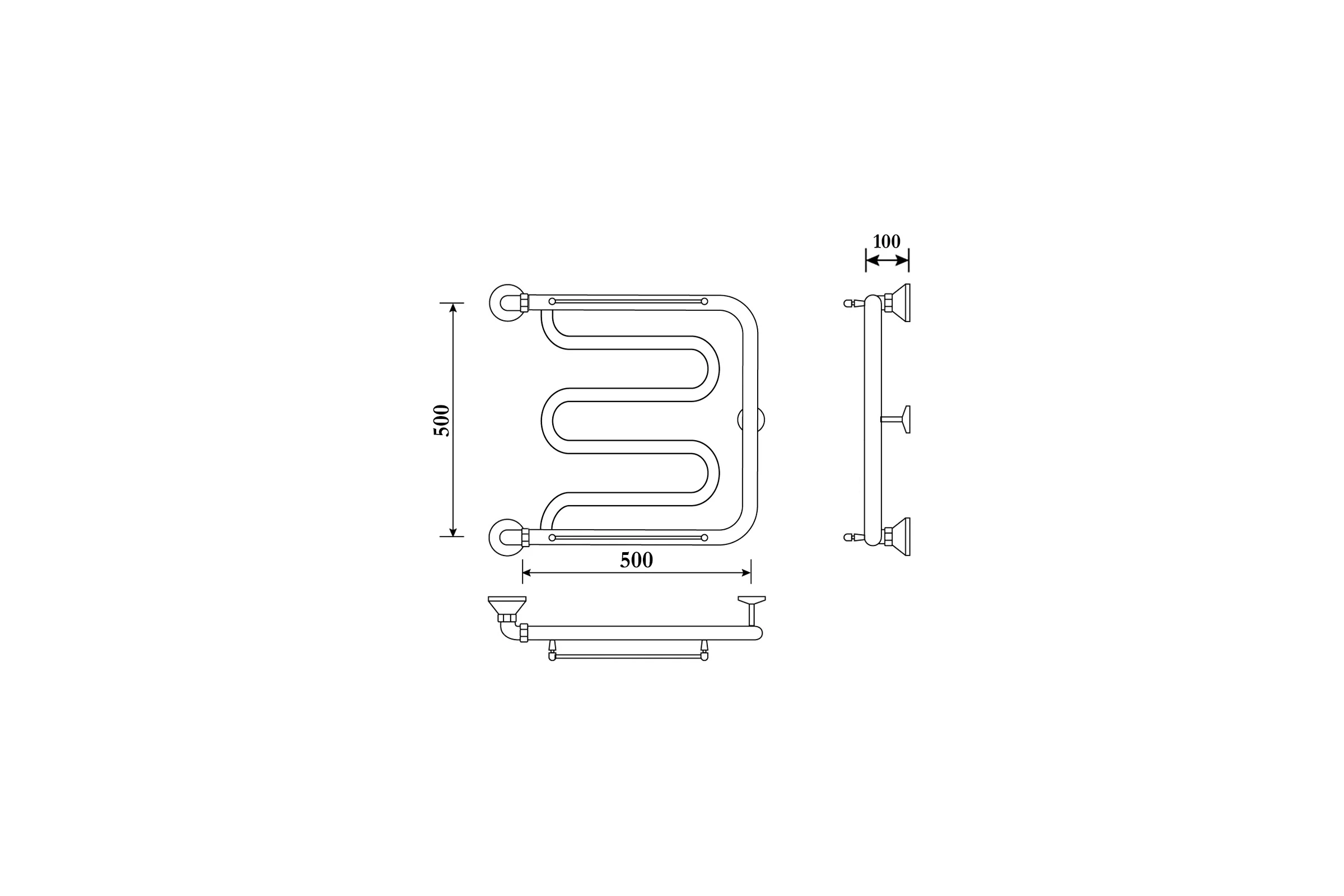 Полотенцесушитель водяной Primoclima Astra Ф water Inox 50x50 PCAstraФWInox5050