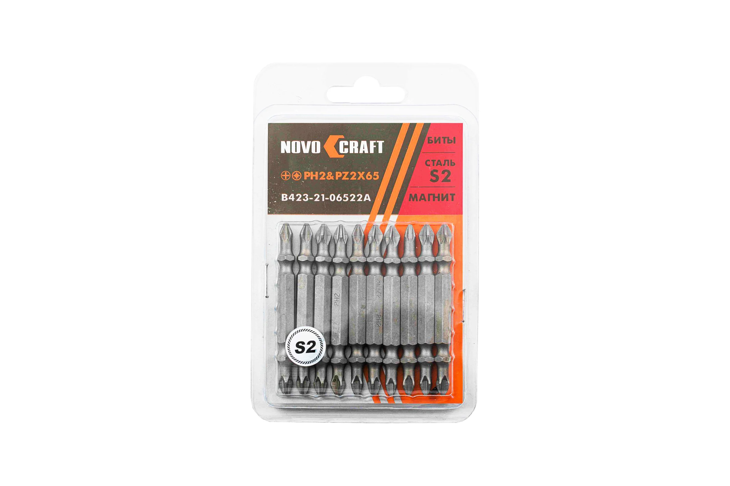 Биты двухсторонние в блистере (10 шт; PH2-PZ2; 65 мм) Novocraft В423-21-06522A