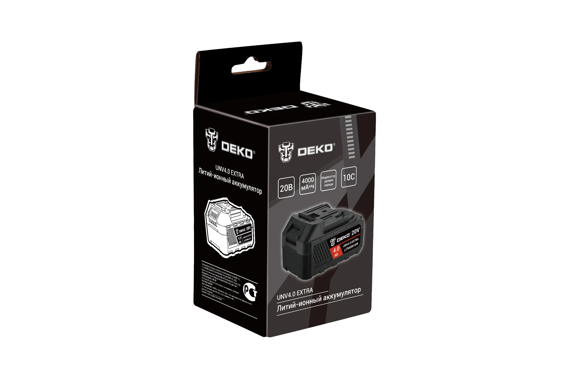 Аккумулятор DEKO UNV4.0 EXTRA, Li-ion, 20В, 4.0А*ч, с повышенной токоотдачей 063-4496