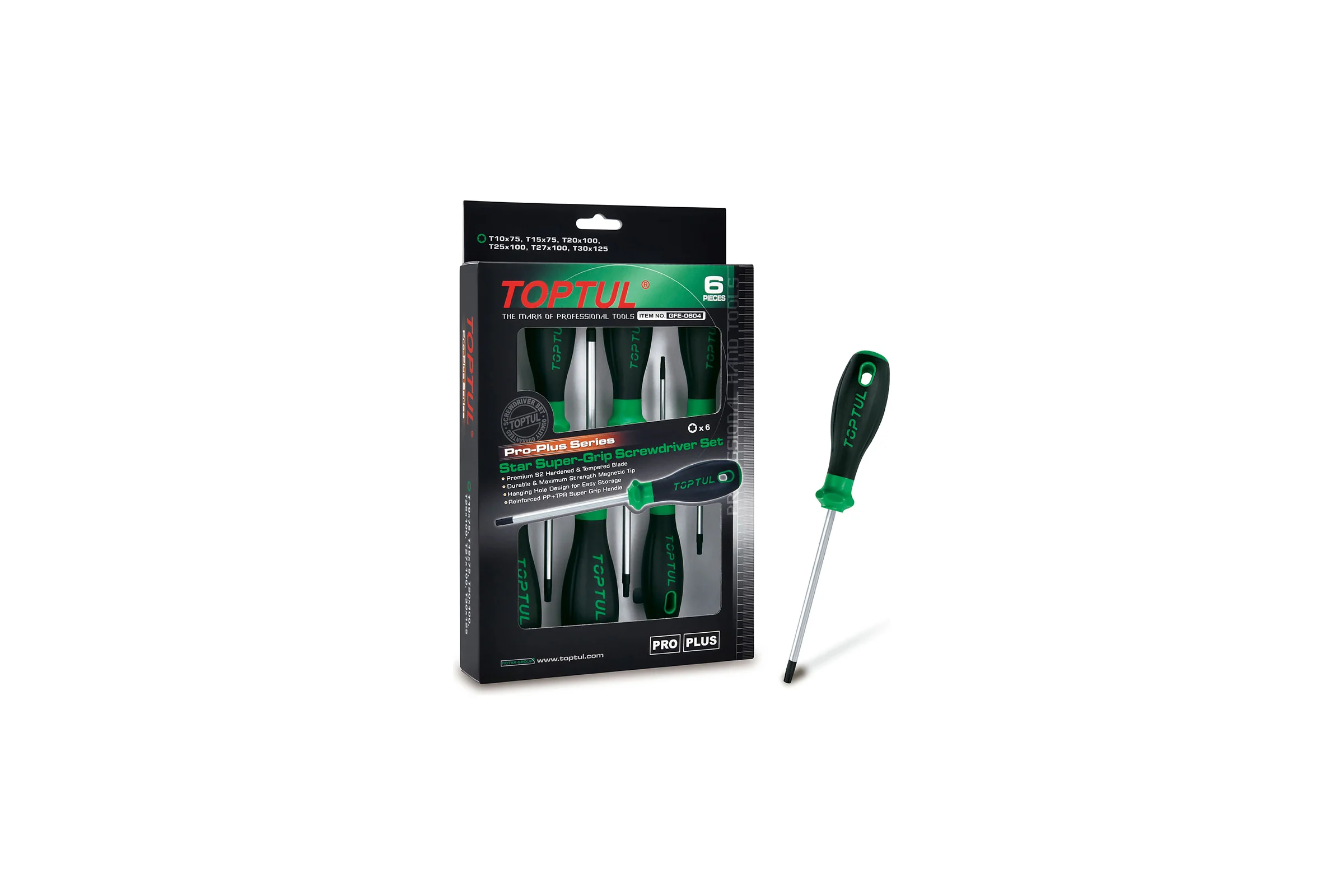 Набор отверток TOPTUL серии Pro-Plus TORX T10-T30, 6 предметов в картоне GFE-0604