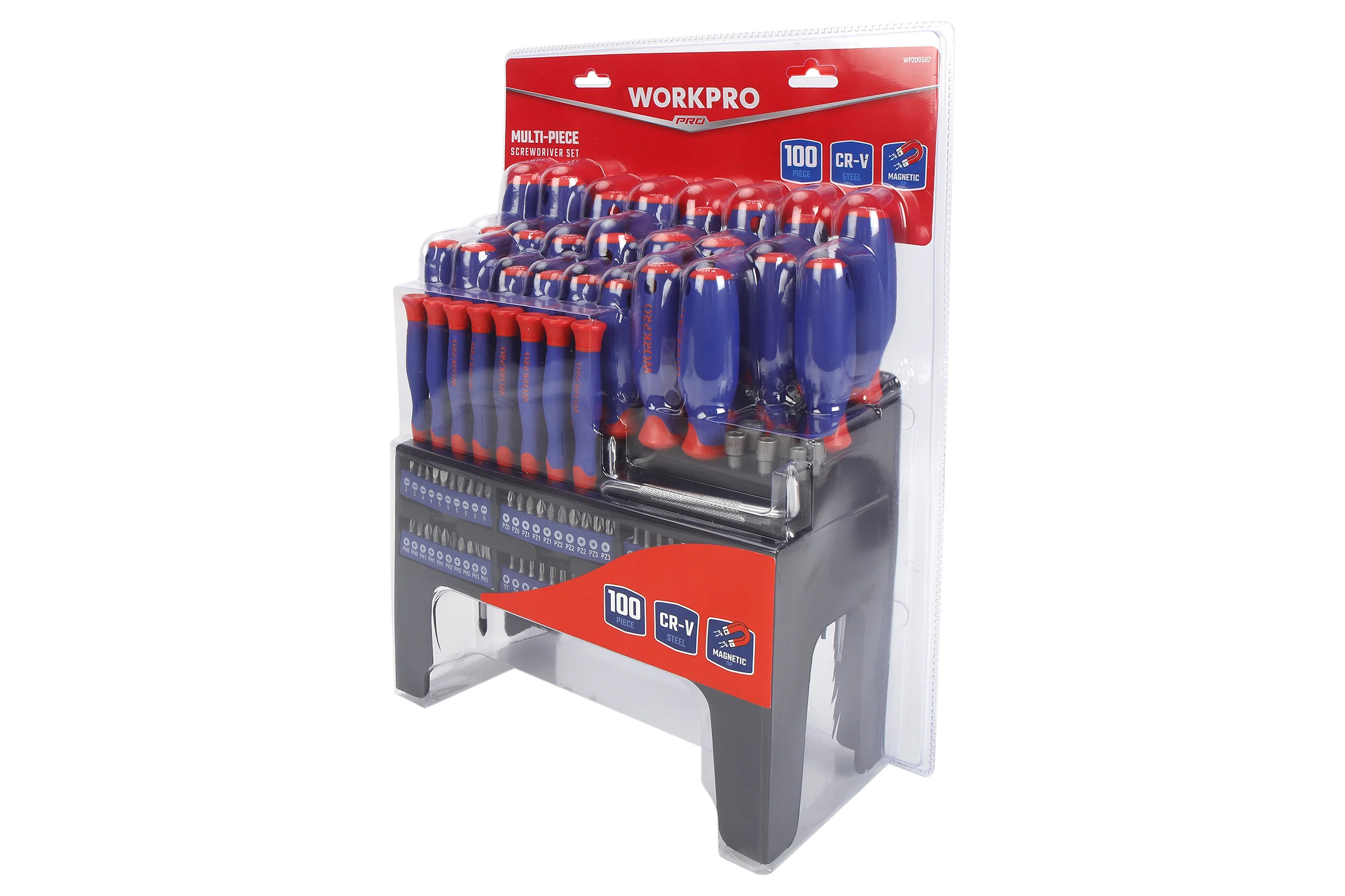 Набор отверток и бит WORKPRO 100 шт. с подставкой PRO WP200507
