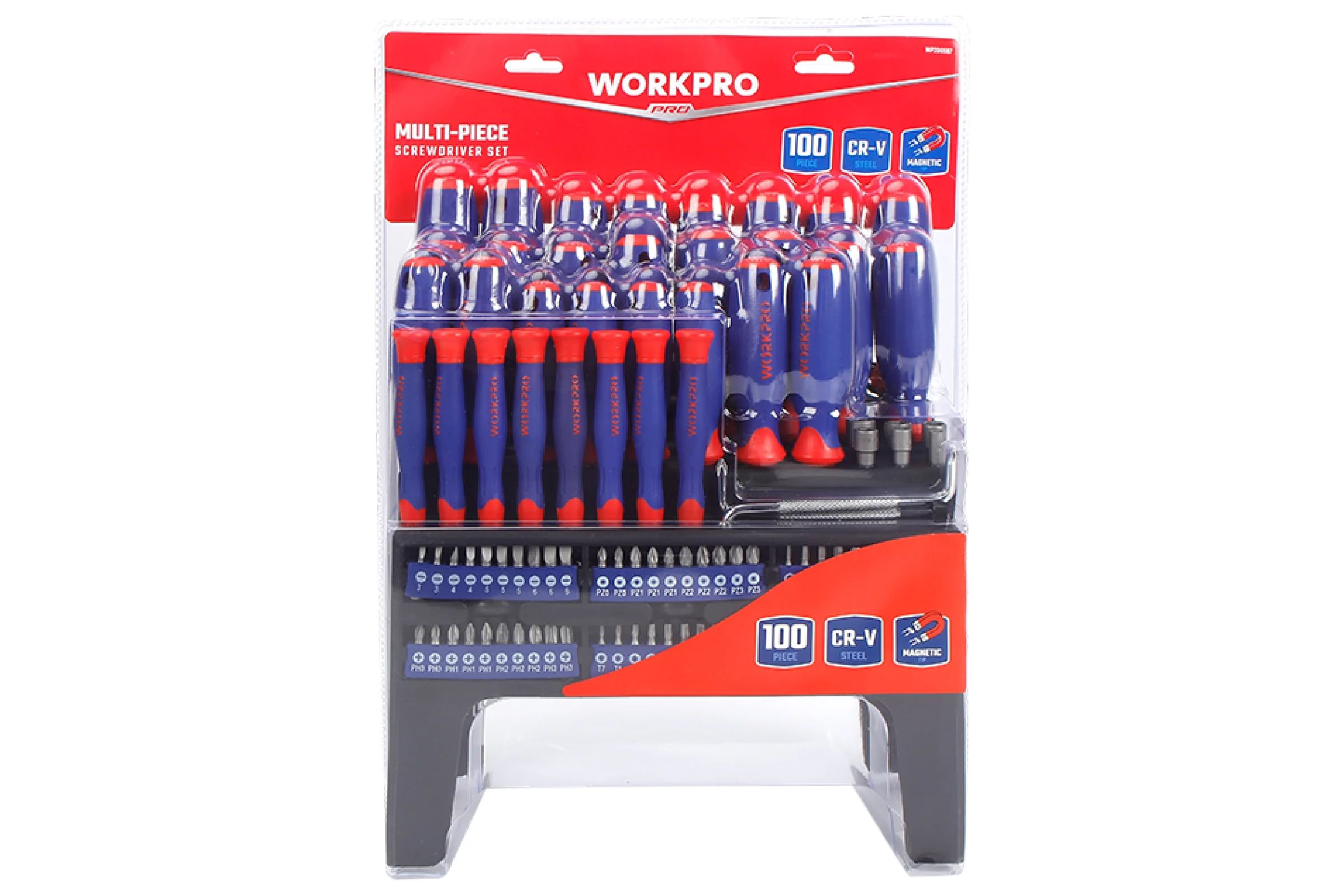 Набор отверток и бит WORKPRO 100 шт. с подставкой PRO WP200507