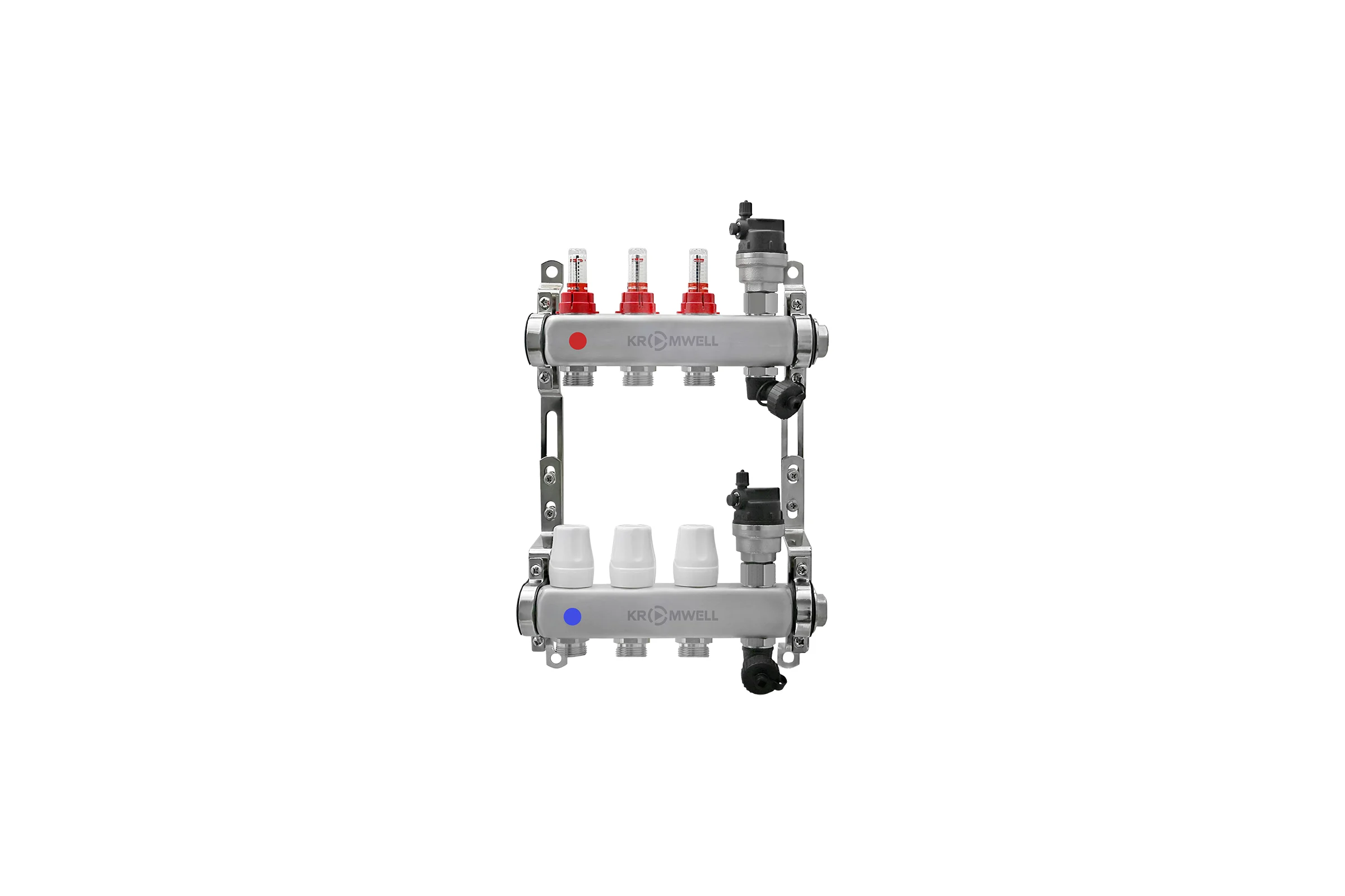 Блок коллекторный KROMWELL 1", из нержавеющей стали, с расходомерами, 3 отвода 3/4"EU KW.SM6000635