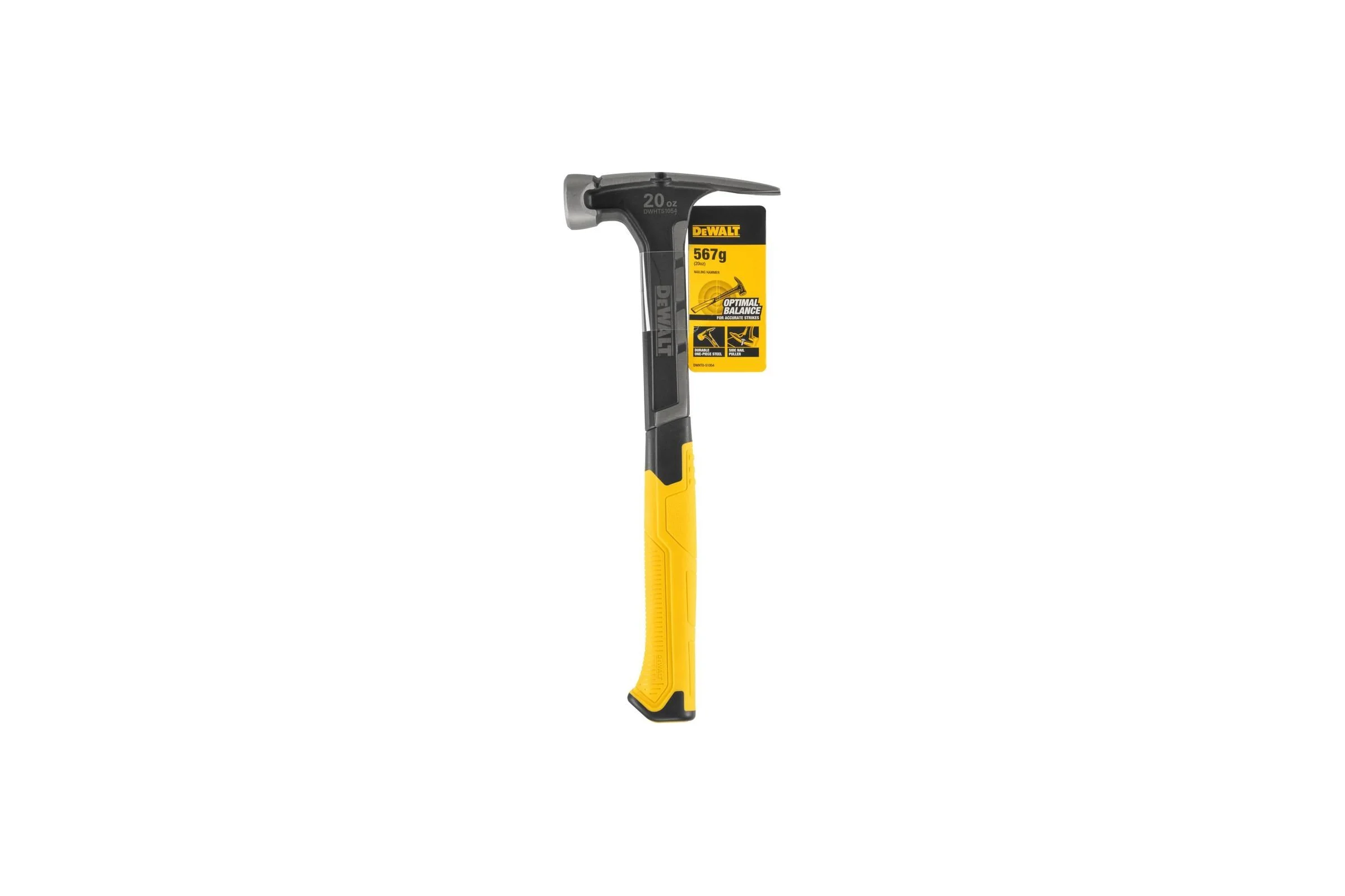 Молоток DEWALT одноэлементный, с прямым гвоздодером, 567 г DWHT0-51054