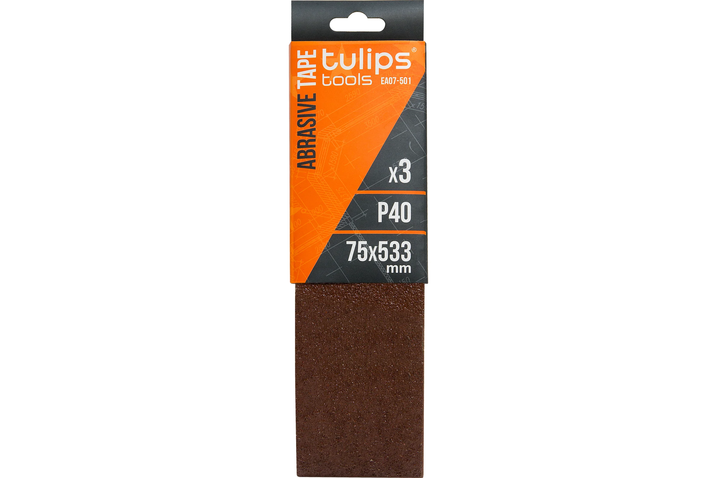 Лента шлифовальная (3 шт; 75х533 мм; P40) Tulips tools EA07-501