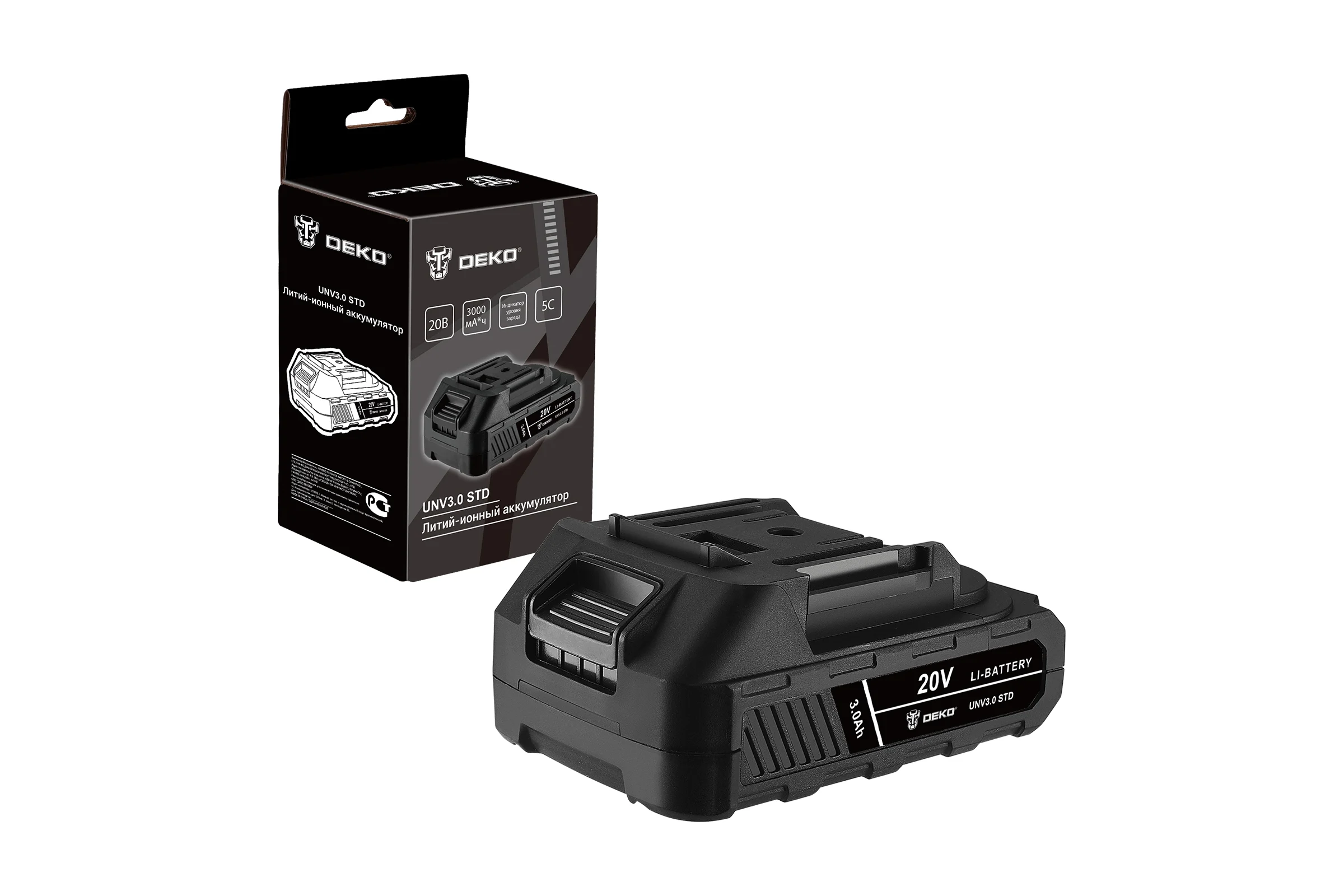 Аккумулятор DEKO UNV3.0 STD, Li-ion, 20В, 3.0А_ч 063-4493