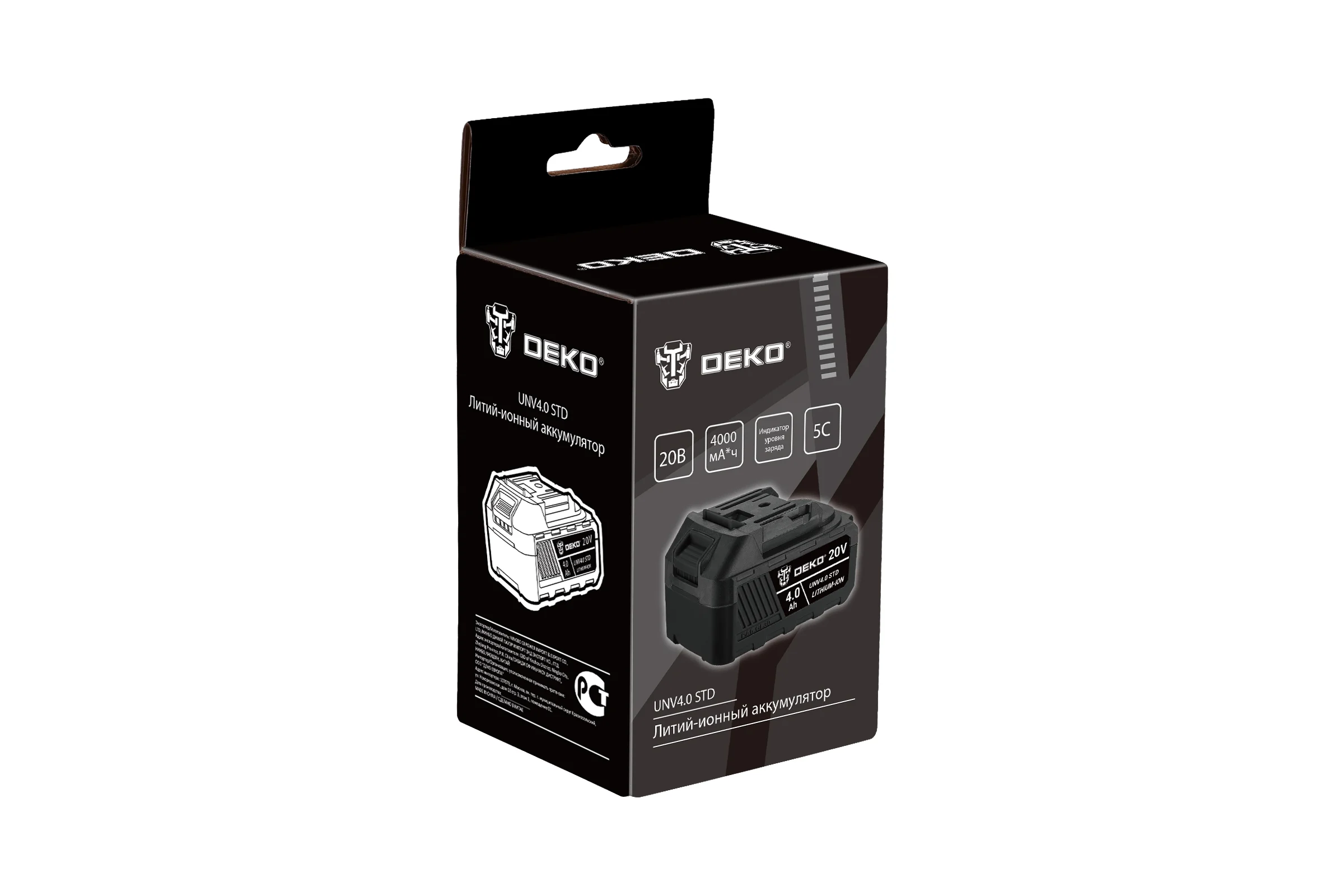 Аккумулятор DEKO UNV4.0 STD, Li-ion, 20В, 4.0А_ч 063-4494
