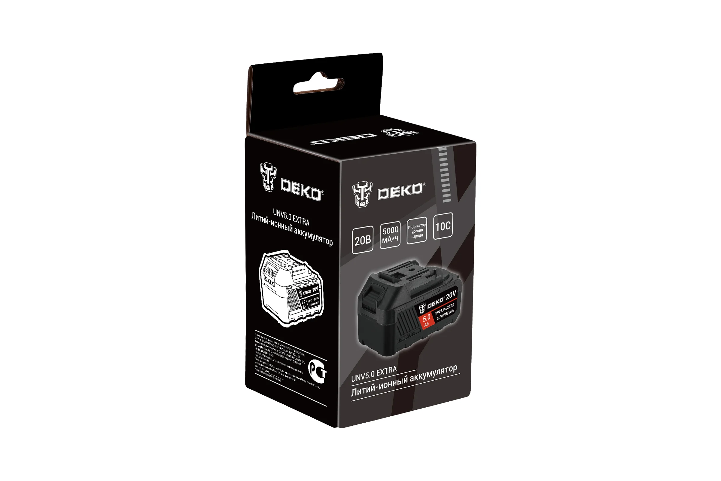 Аккумулятор DEKO UNV5.0 EXTRA, Li-ion, 20В, 5.0А_ч, с повышенной токоотдачей 063-4497