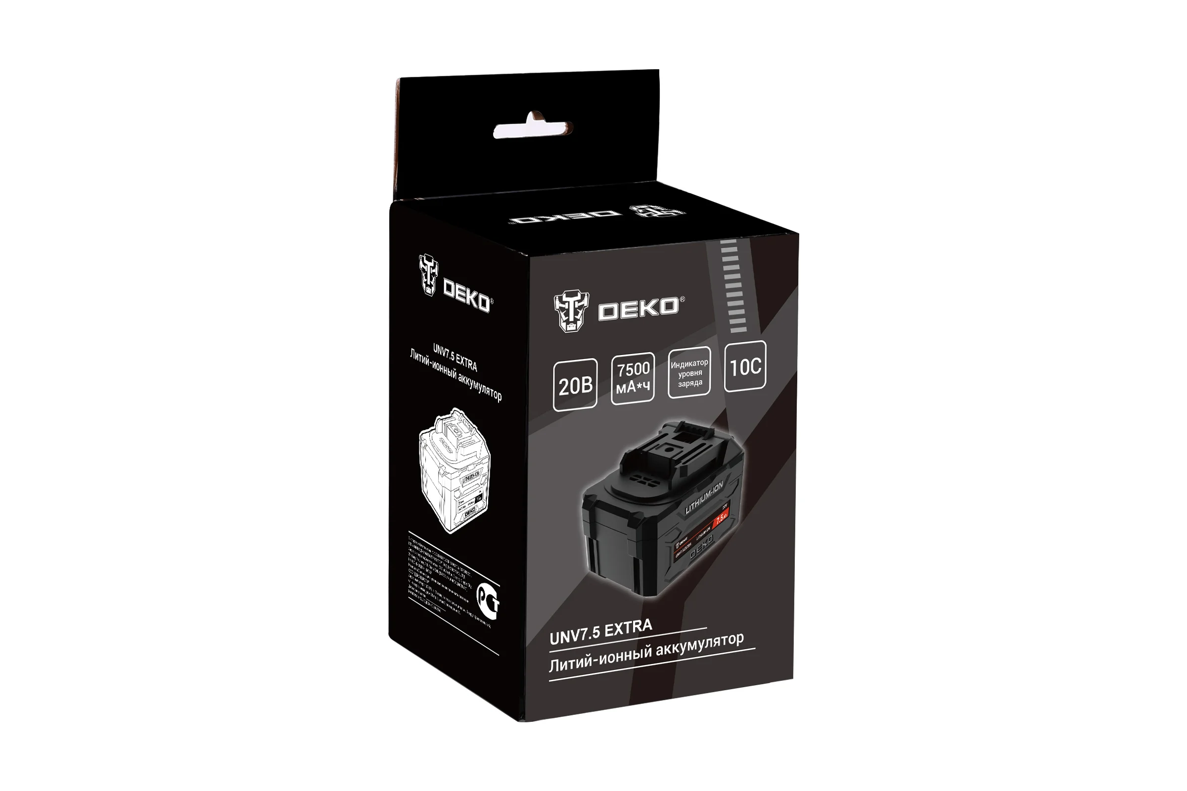 Аккумулятор DEKO UNV7.5 EXTRA, Li-ion, 20В, 7.5А_ч, с повышенной токоотдачей 063-4499