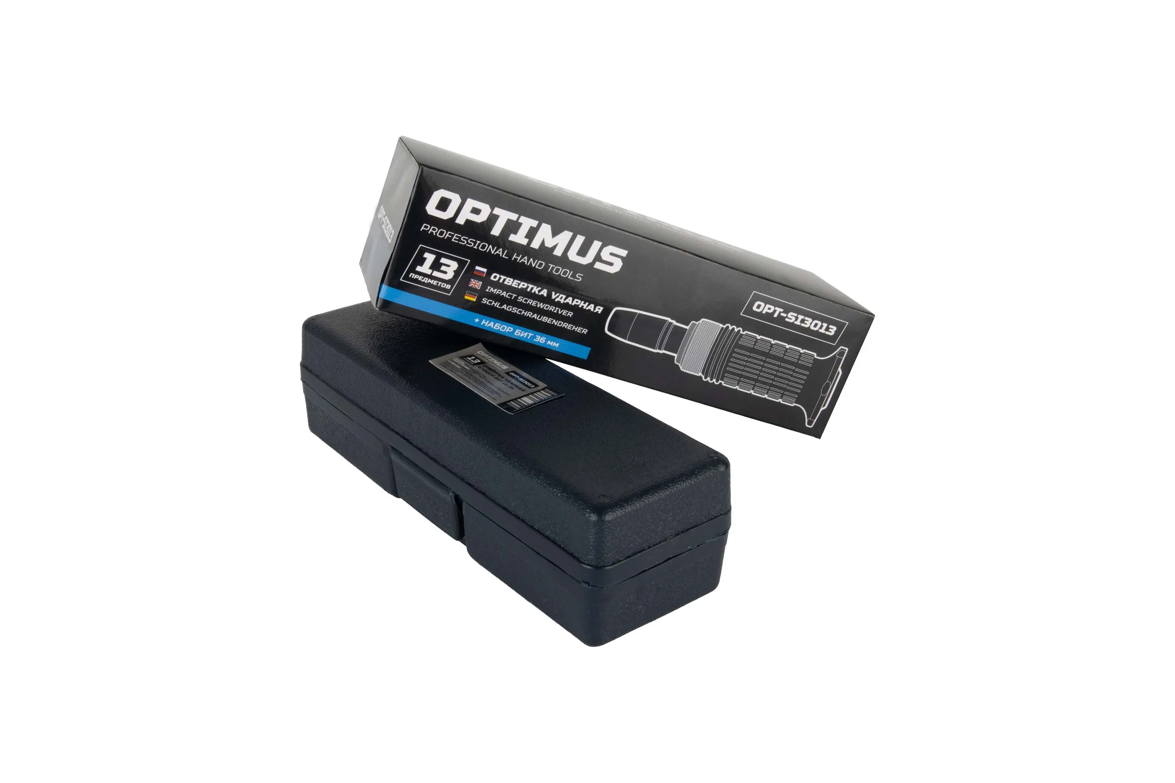 Ударная отвертка с набором бит Optimus 13 предметов OPT-SI3013