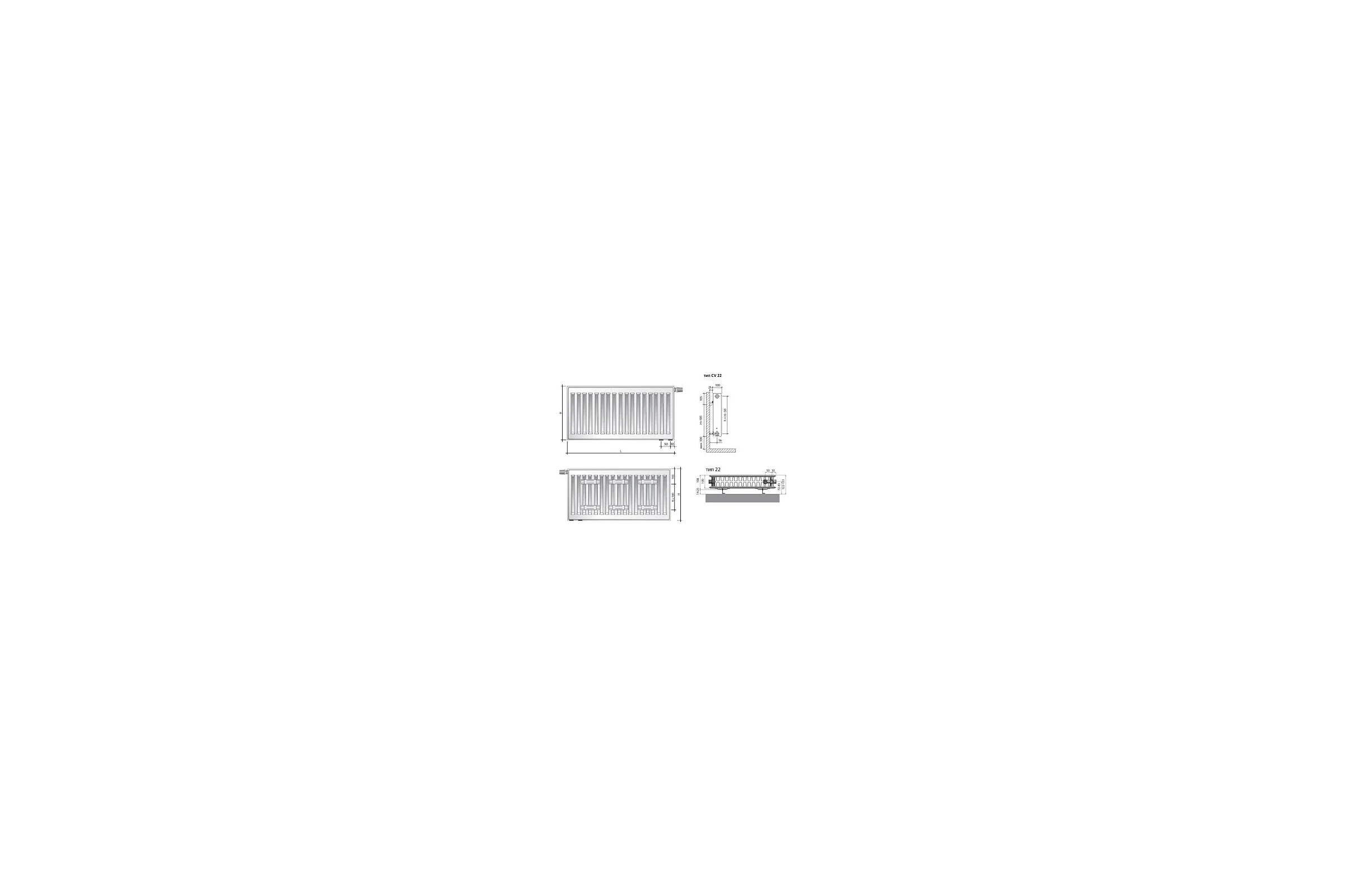 Панельный радиатор ROYAL THERMO VENTIL COMPACT VC22-500-400 RAL9016 НС-1191191