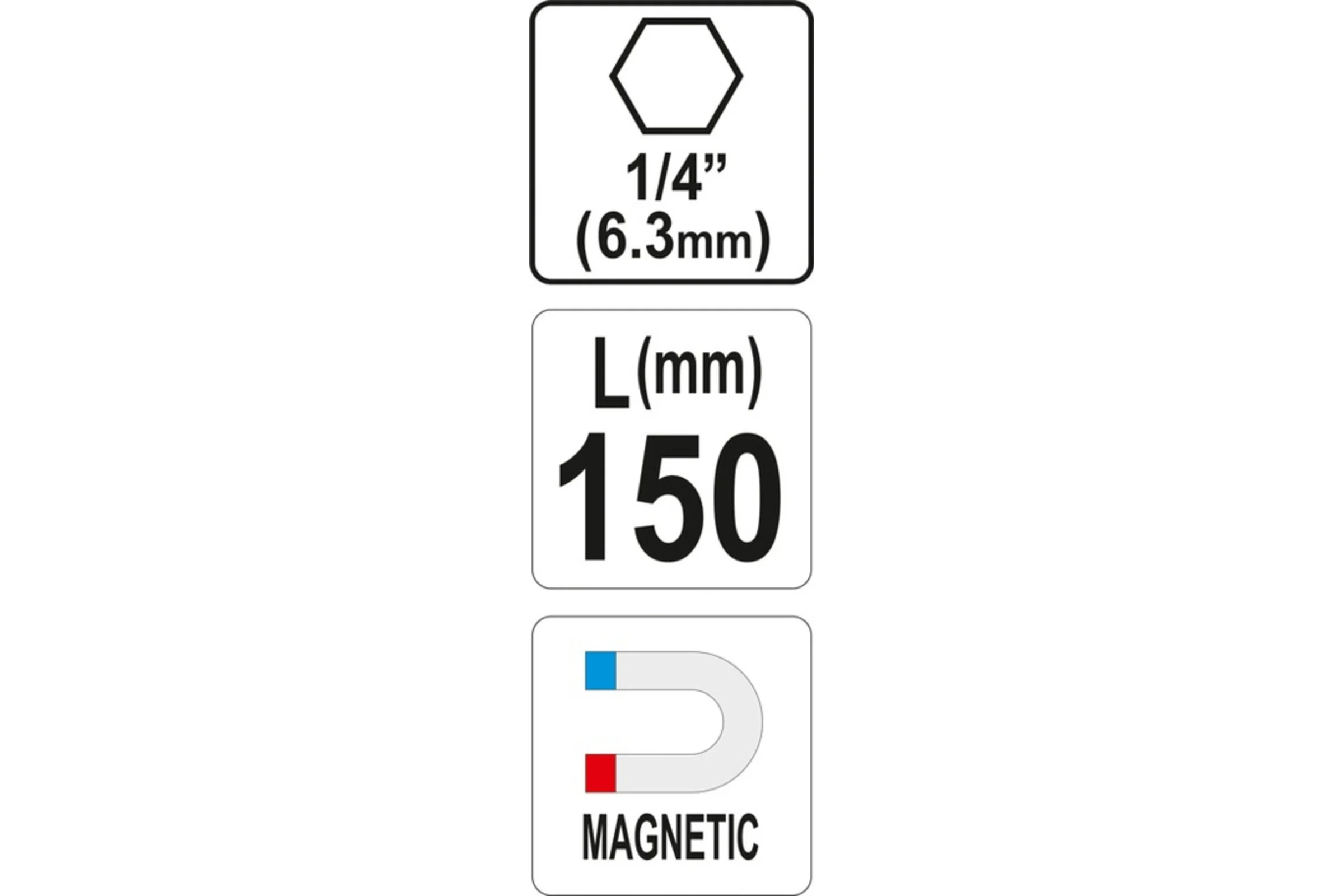 Держатель магнитный для бит 1/4", 150 мм YATO YT-04681