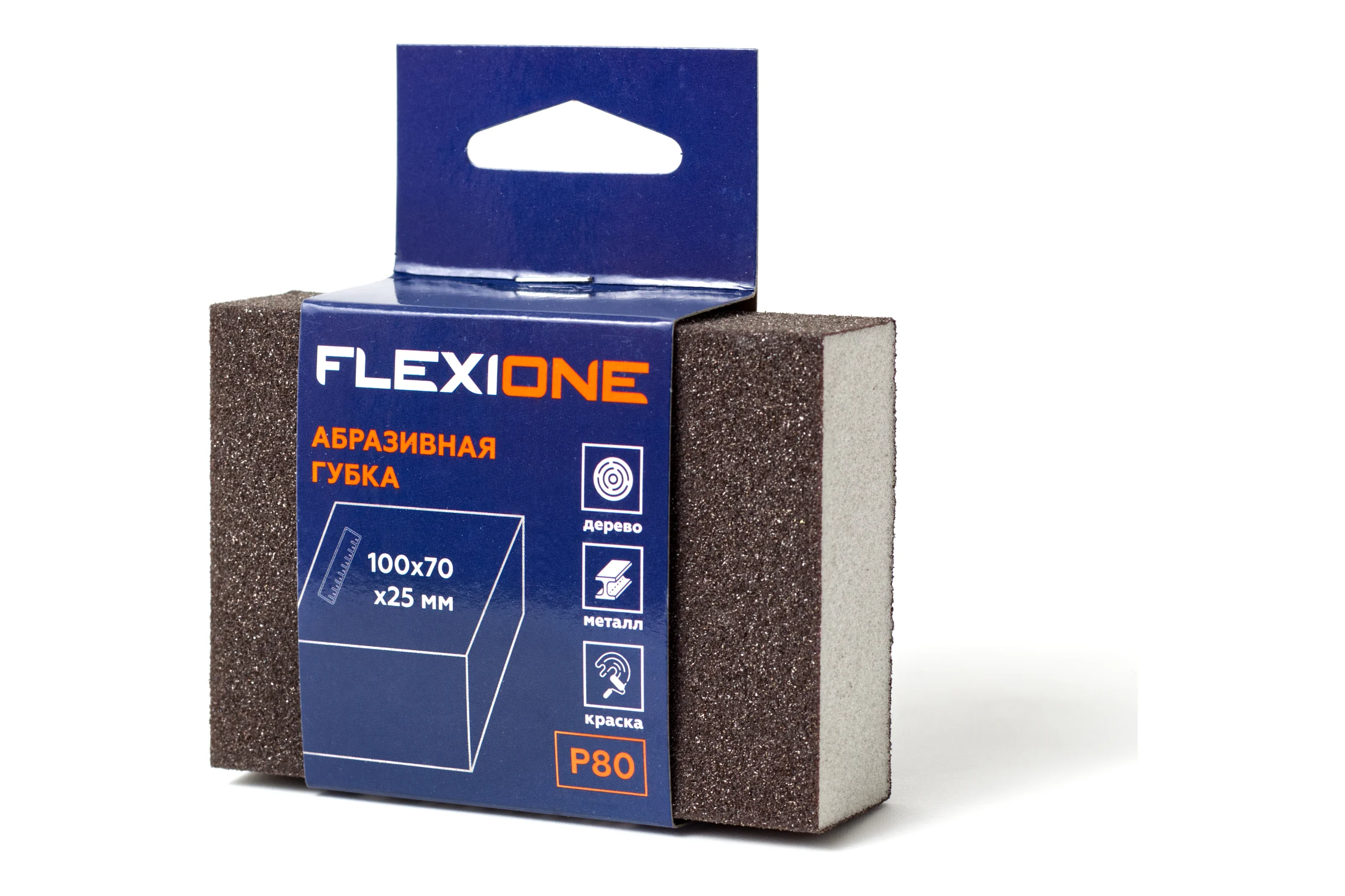 Губка абразивная четырехсторонняя 100x70x25 мм, Р80 Flexione 90000344