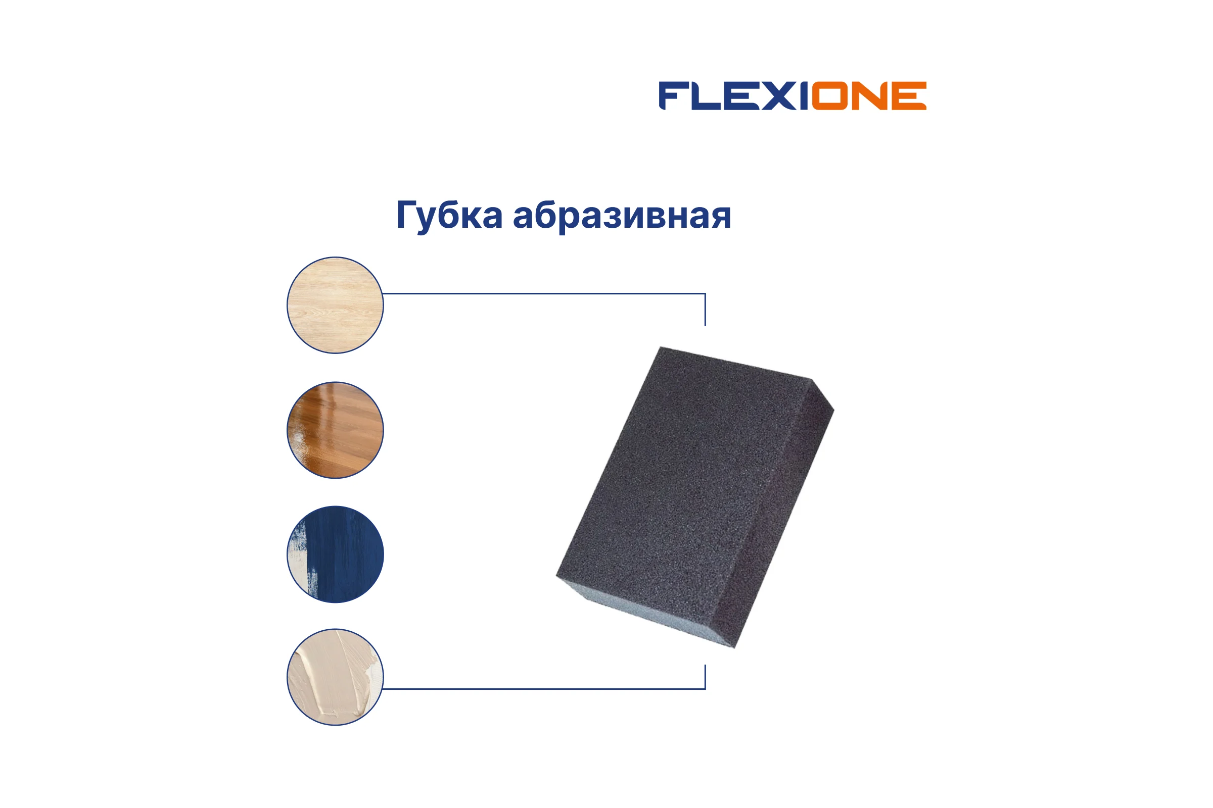 Губка абразивная четырехсторонняя 100x70x25 мм, Р80 Flexione 90000344