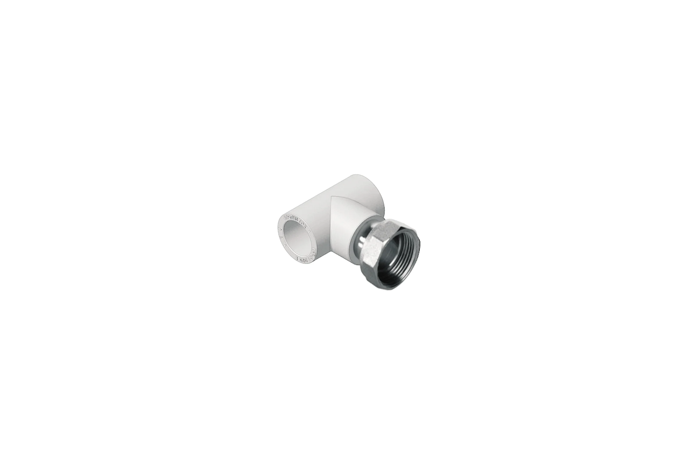 Тройник с накидной гайкой Политэк 32x1" PPRC (белые) 9888103201