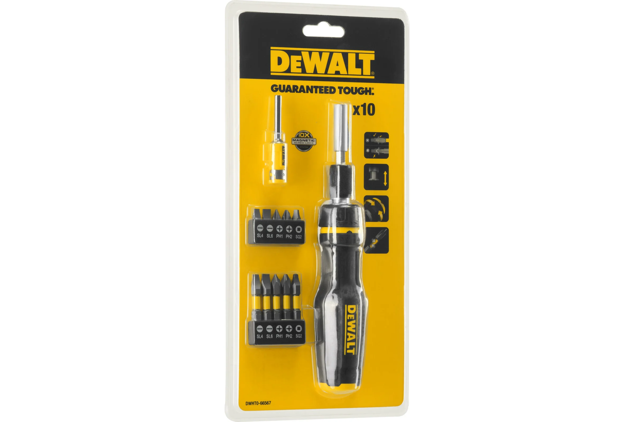 Отвертка со сменными вставками DEWALT 10 шт DWHT0-66567