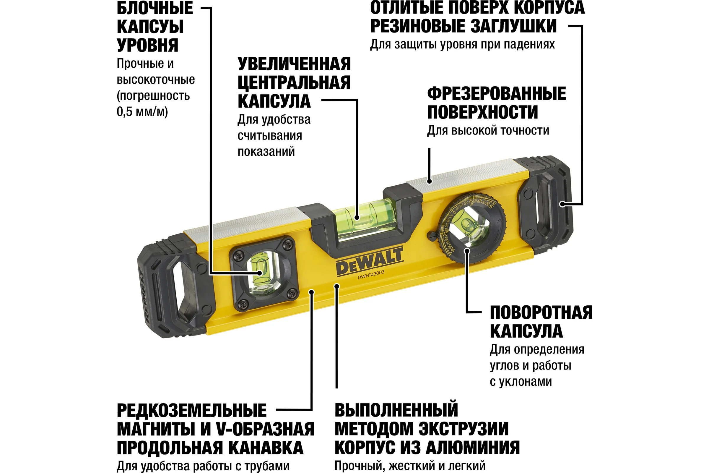 Уровень DEWALT ТОРПЕДО 25см DWHT0-43003