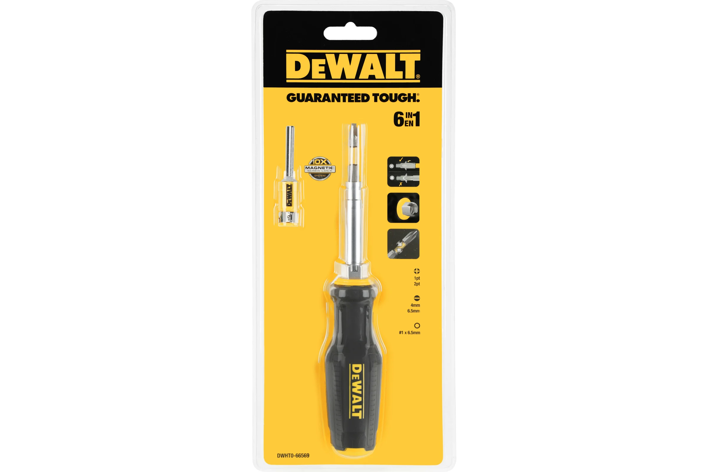 Отвертка со сменными вставками DEWALT 6 шт DWHT0-66569