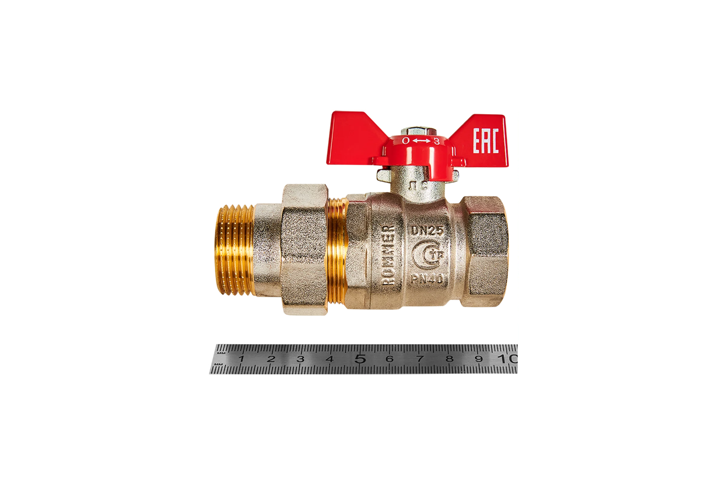 Кран шаровой с американкой ROMMER, ВР/НР, ручка бабочка, 1 дюйм RBV-0005-2510225 RG00938RJNB615