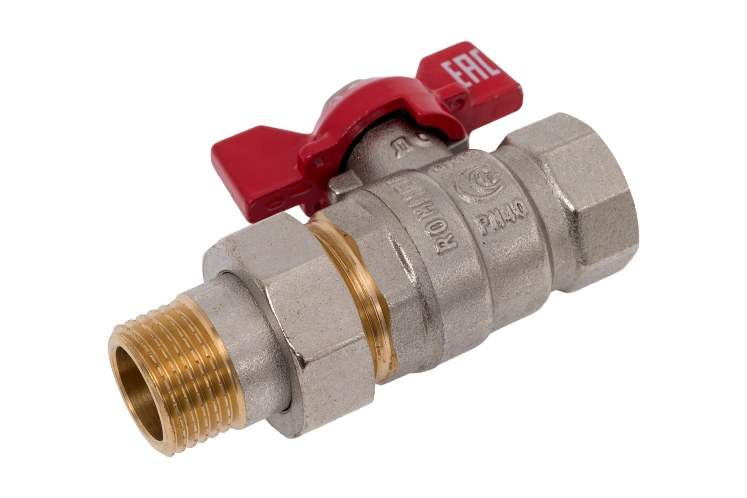 Кран шаровой с американкой ROMMER, ВР/НР, ручка бабочка 1/2 дюйма RBV-0005-2510215 RG00938RJNAQP3