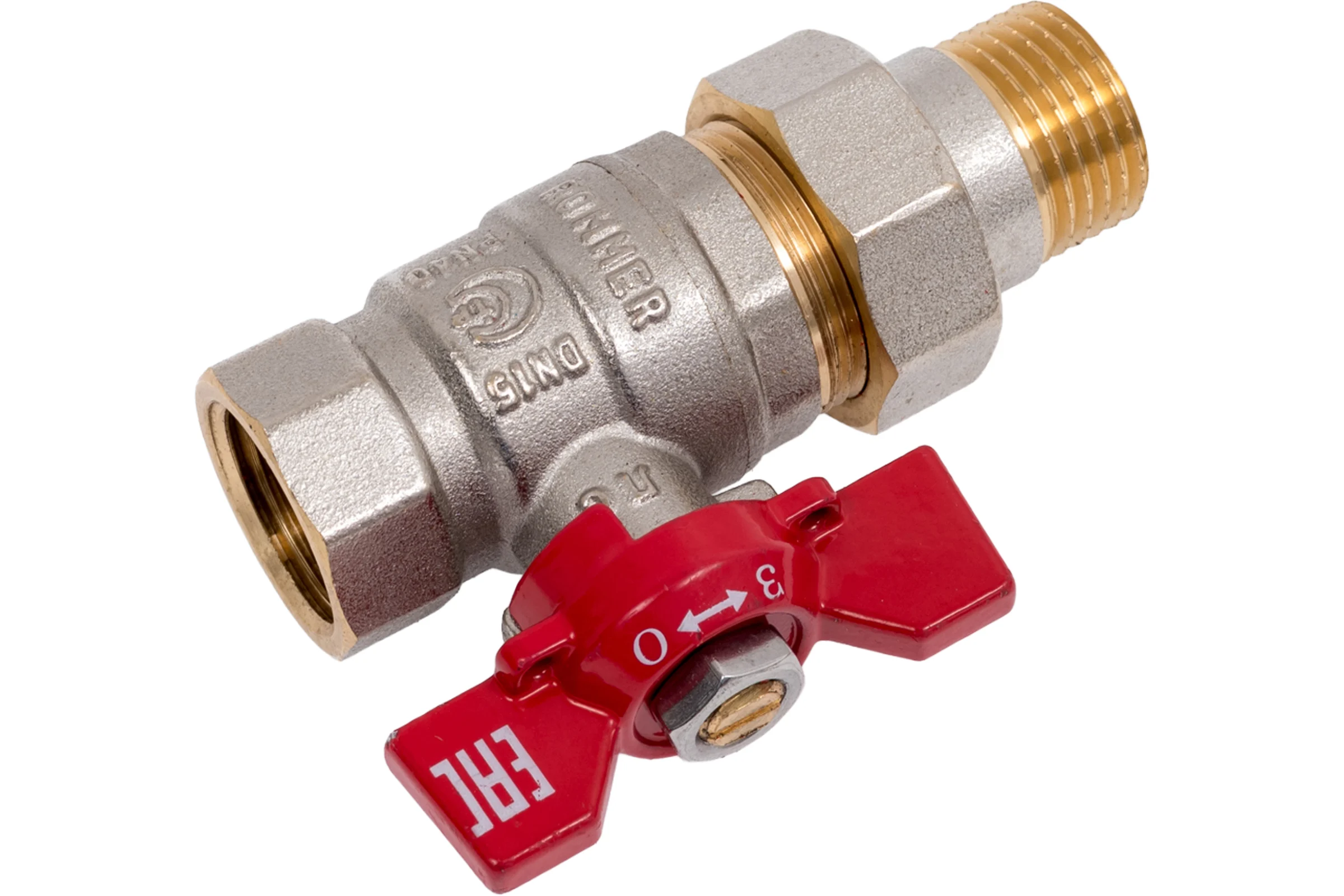 Кран шаровой с американкой ROMMER, ВР/НР, ручка бабочка 1/2 дюйма RBV-0005-2510215 RG00938RJNAQP3