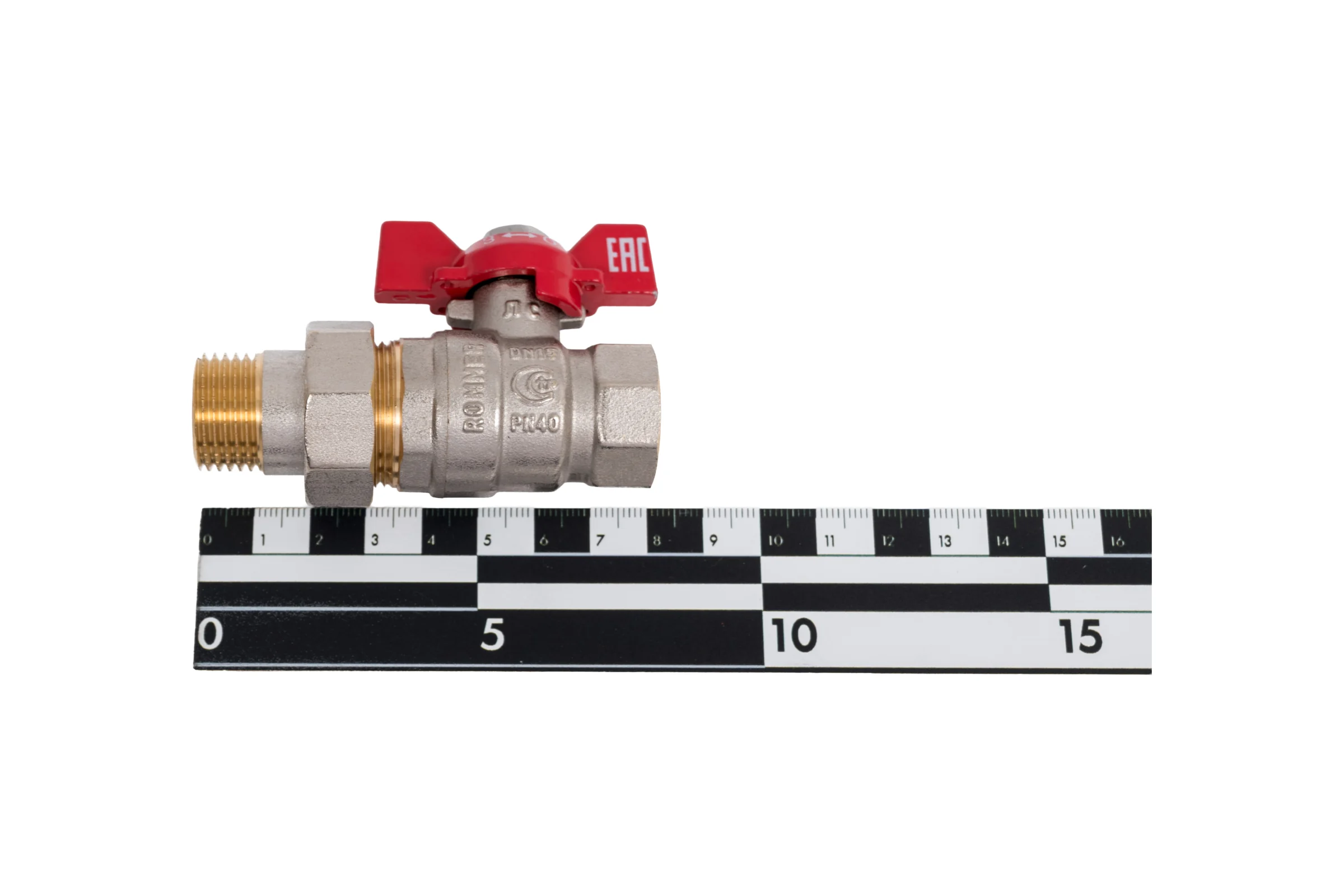 Кран шаровой с американкой ROMMER, ВР/НР, ручка бабочка 1/2 дюйма RBV-0005-2510215 RG00938RJNAQP3