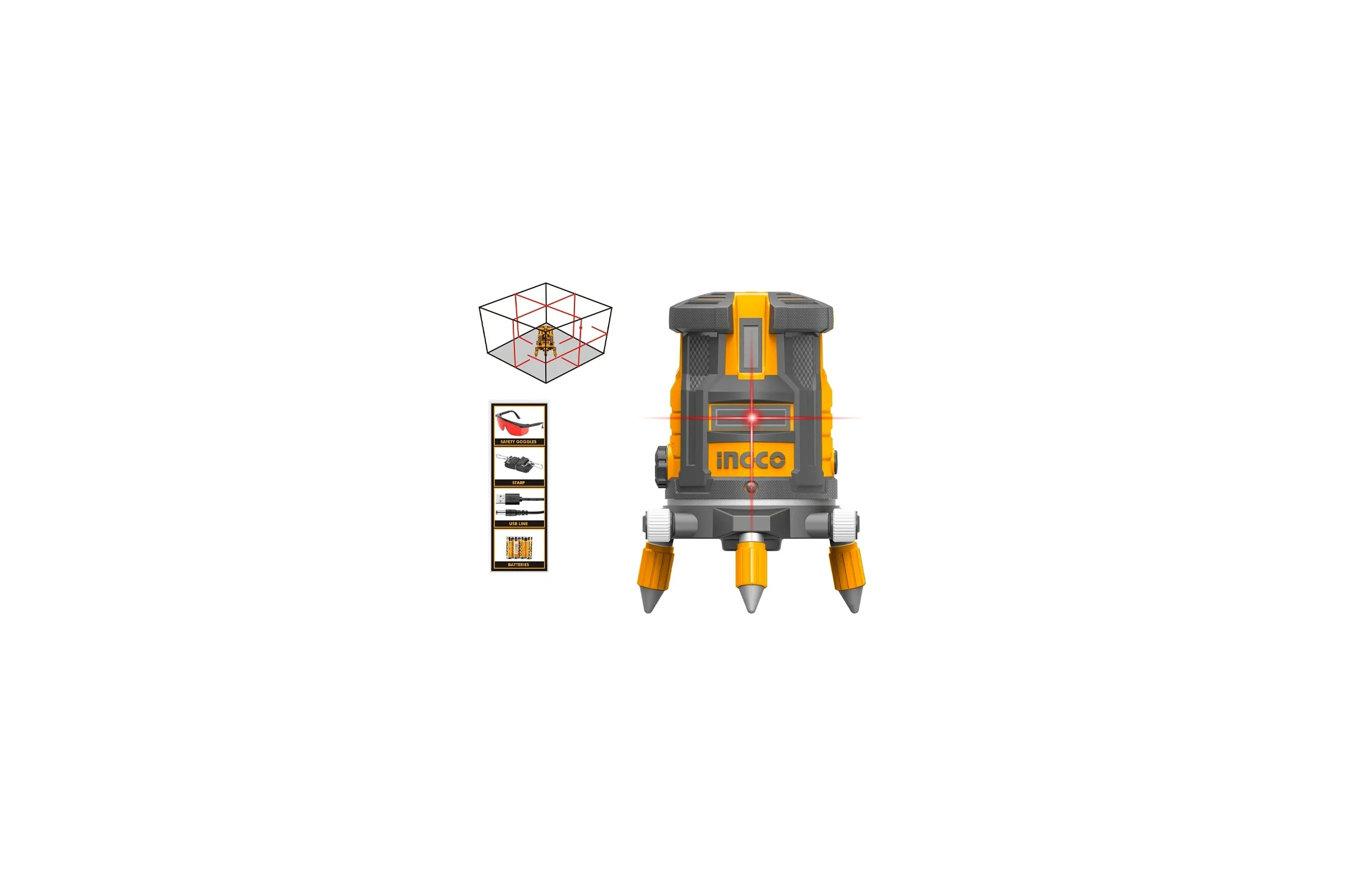 Лазерный нивелир INGCO INDUSTRIAL красный луч HLL306505