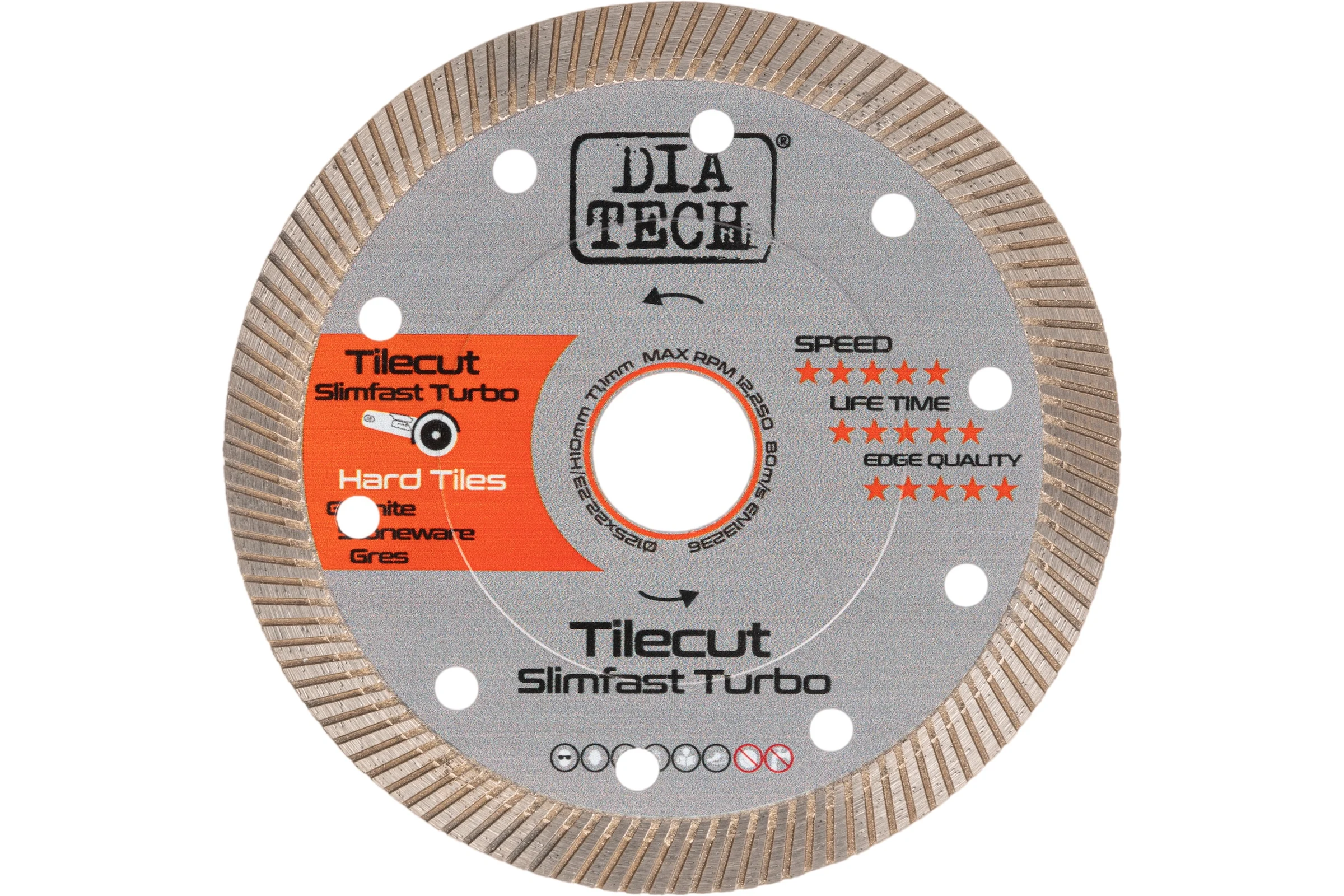 Диск алмазный для керамогранита 125x1x22.23 мм Tilecut SlimfastTurbo Dia Tech DC-203581