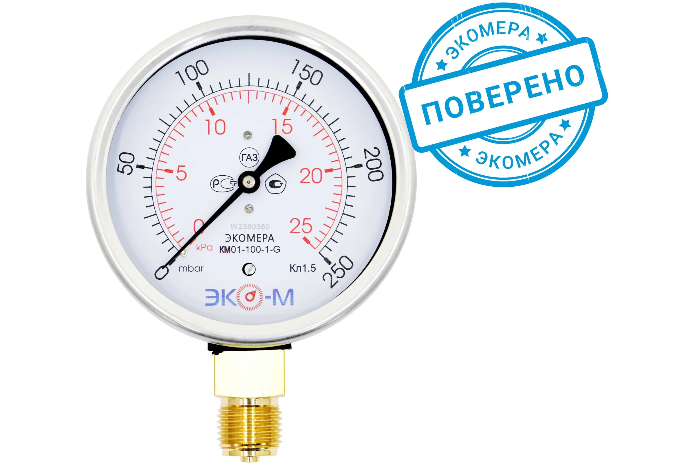 Манометр ЭКО-М Экомера КМ-100 мм, 0-25 кПа, G1/2 КМ-100-G-25кПа
