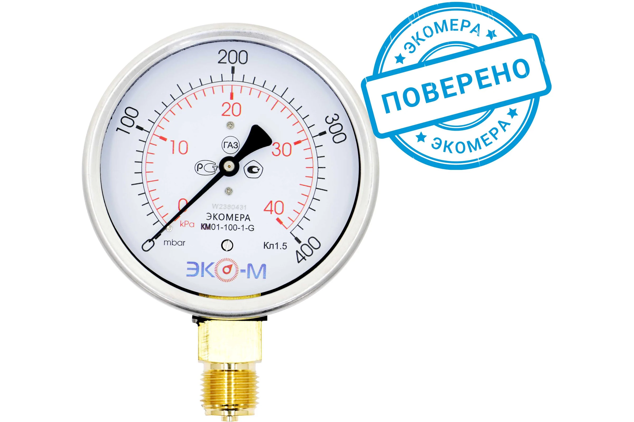 Манометр ЭКО-М Экомера КМ-100 мм, 0-40 кПа, G1/2 КМ-100-G-40кПа