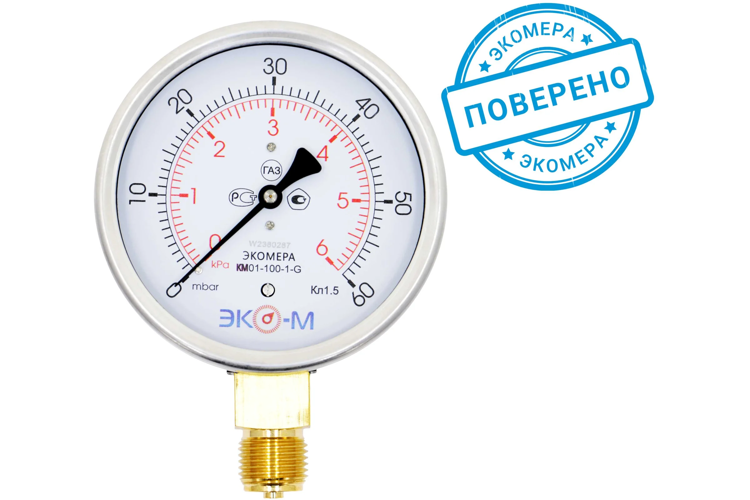Манометр ЭКО-М Экомера КМ-100 мм, 0-6 кПа, G1/2 КМ-100-G-6кПа