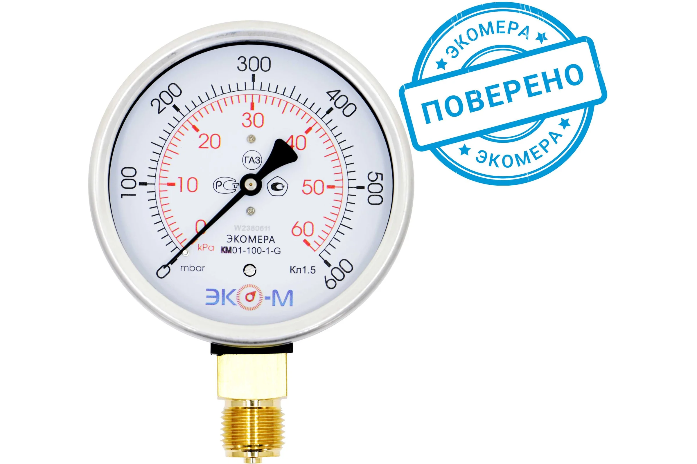 Манометр ЭКО-М Экомера КМ-100 мм, 0-60 кПа, G1/2 КМ-100-G-60кПа