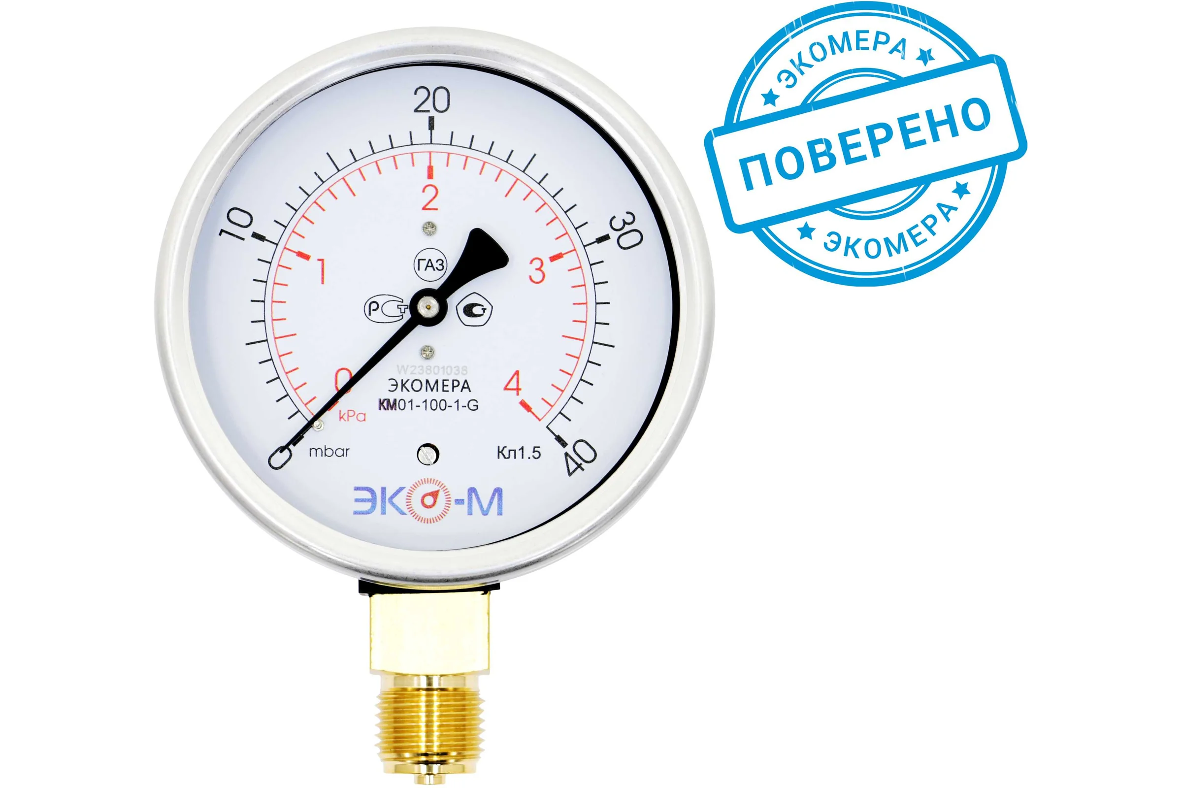 Манометр ЭКО-М Экомера КМ-100 мм, 0-4 кПа, G1/2 КМ-100-G-4кПа