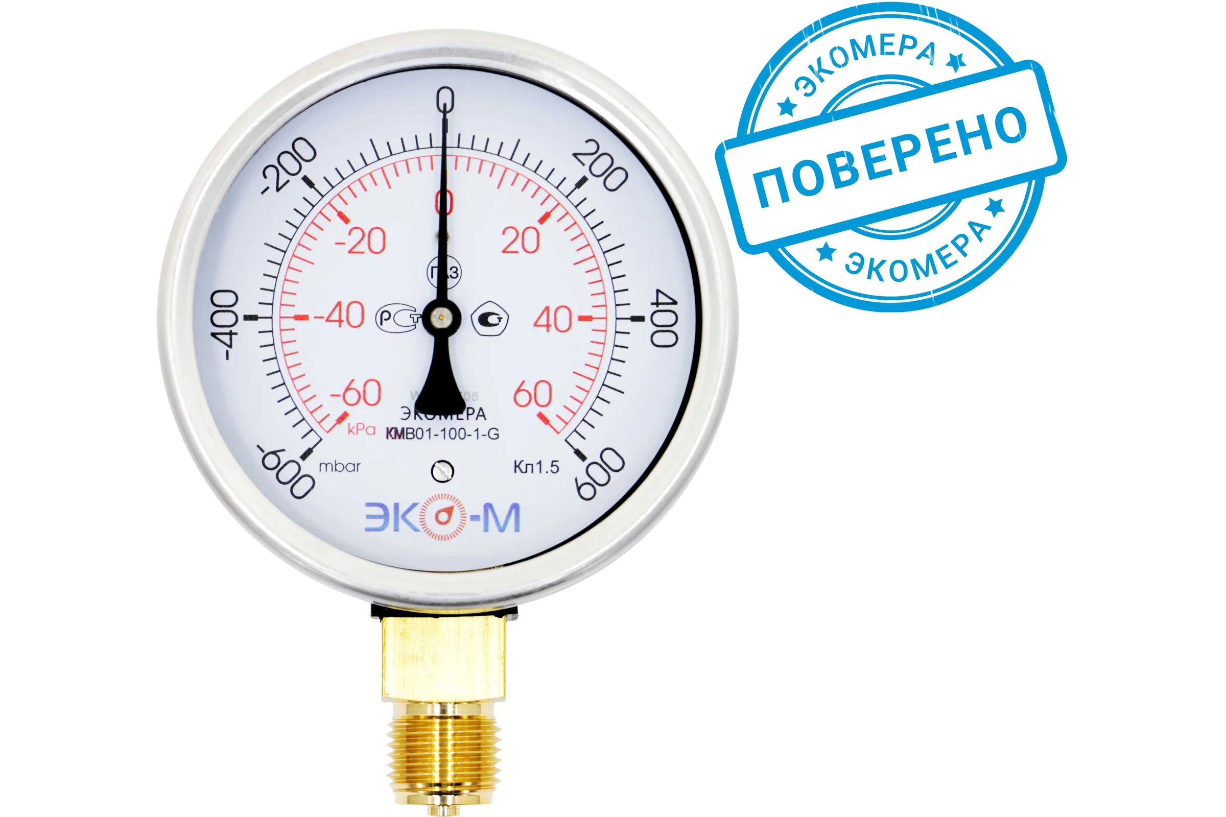 Манометр ЭКО-М Экомера КМВ-100 мм, -60-60 кПа, G1/2 КМВ-100-G-(-60...60)кПа