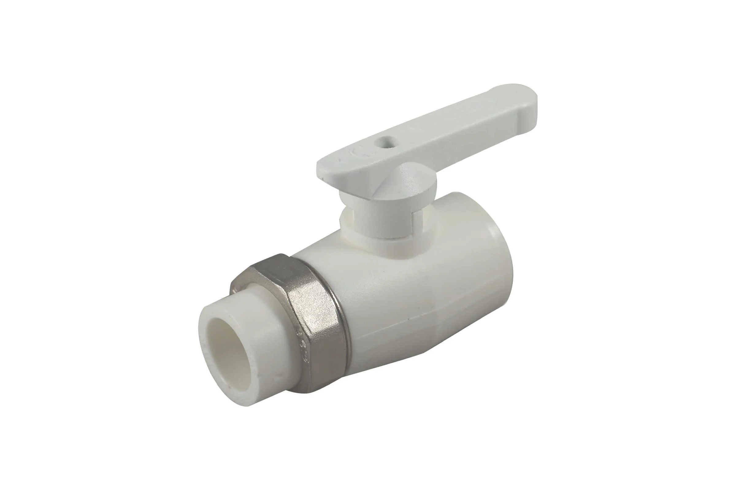 Кран шаровой Millennium 25 мм с американкой PPR, полипропиленовый, белый 3M42-vlb-250006