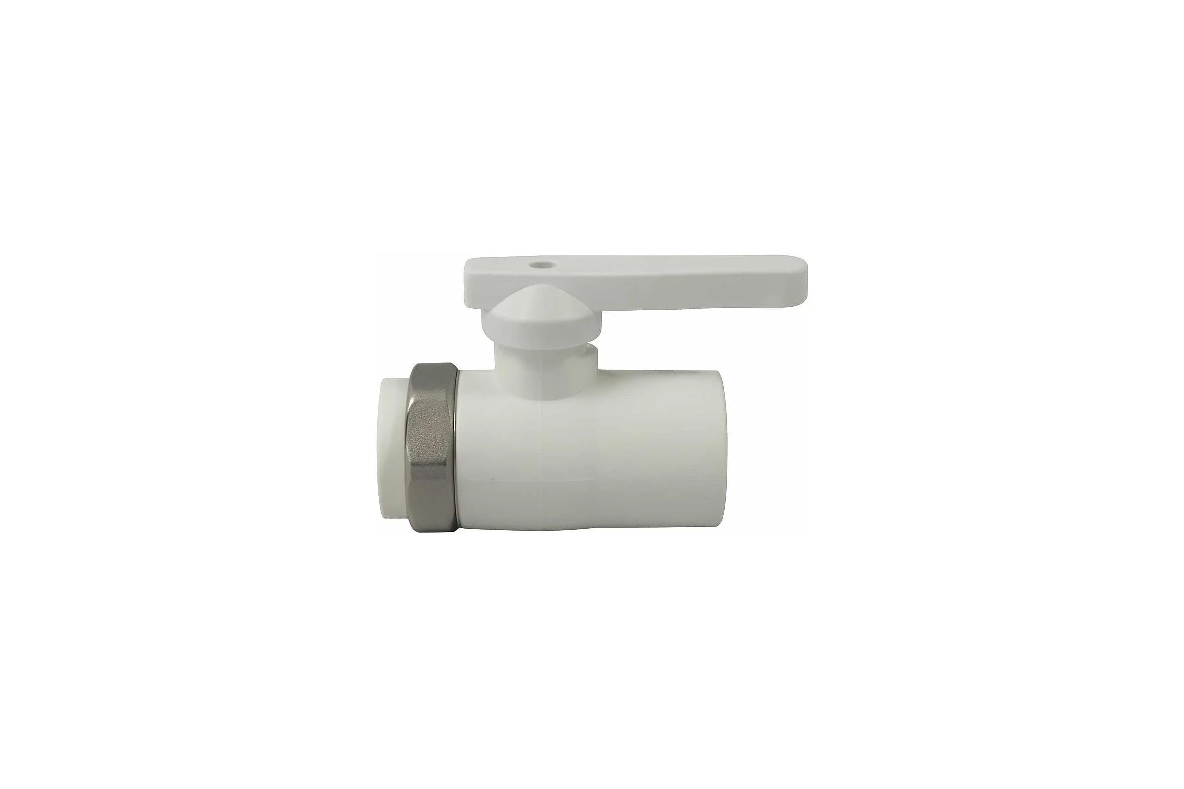 Кран шаровой Millennium 25 мм с американкой PPR, полипропиленовый, белый 3M42-vlb-250006