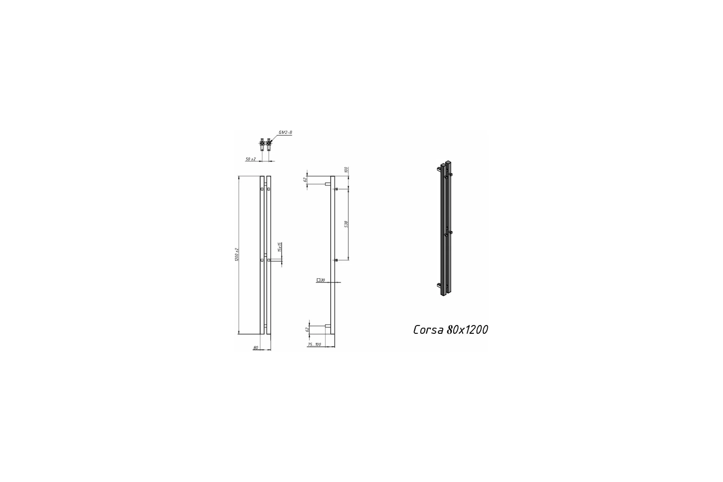 Водяной полотенцесушитель Grota Corsa 80x1200 хром глянцевый Corsa 80x1200 NP
