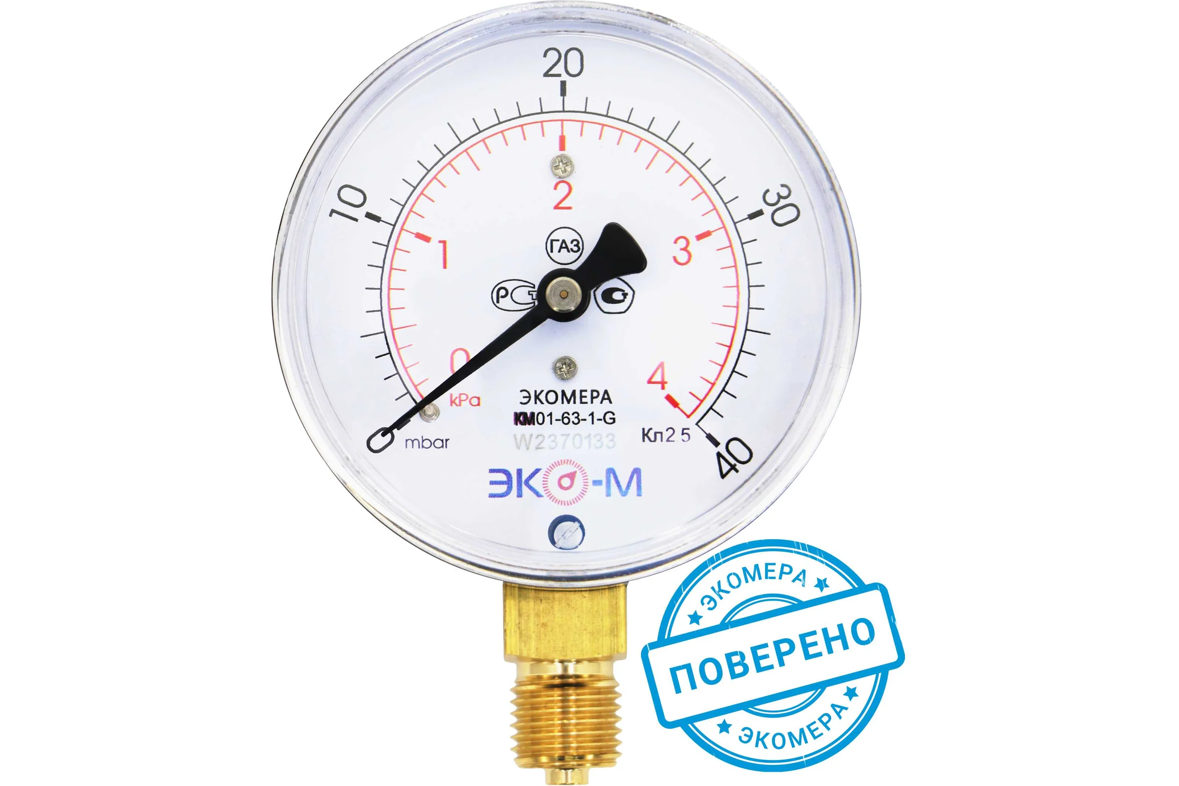Манометр ЭКО-М Экомера КМ-63 мм, 0-4 кПа, G1/4 КМ-63-G-4кПа