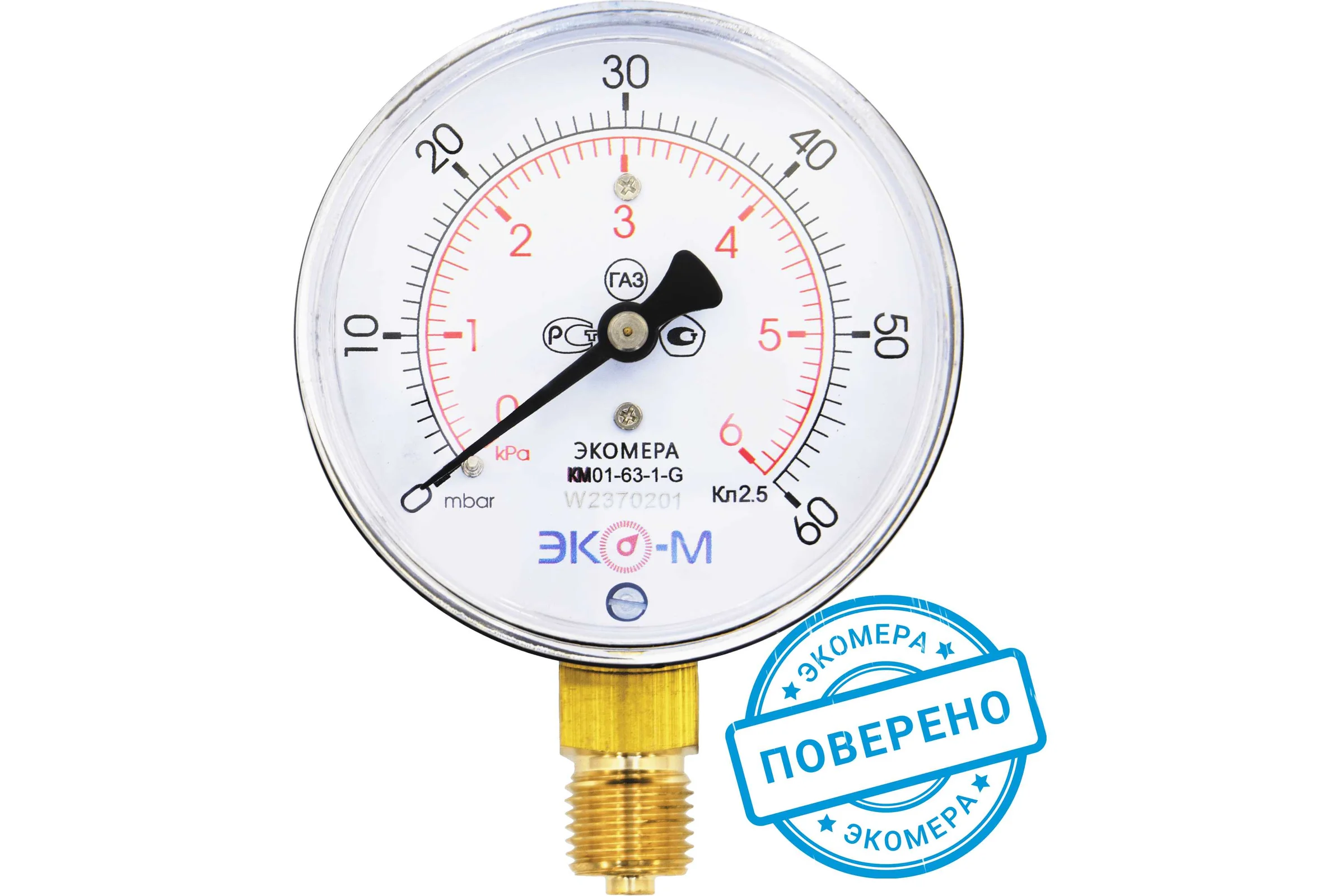 Манометр ЭКО-М Экомера КМ-63 мм, 0-6 кПа, G1/4 КМ-63-G-6кПа