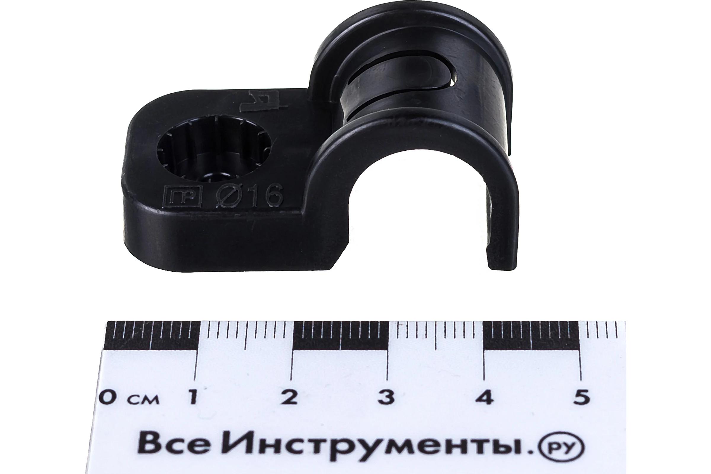 Пластиковая односторонняя крепеж-скоба для прямого монтажа Промрукав черная, в п/э, д 16, 50 шт PR13.0372