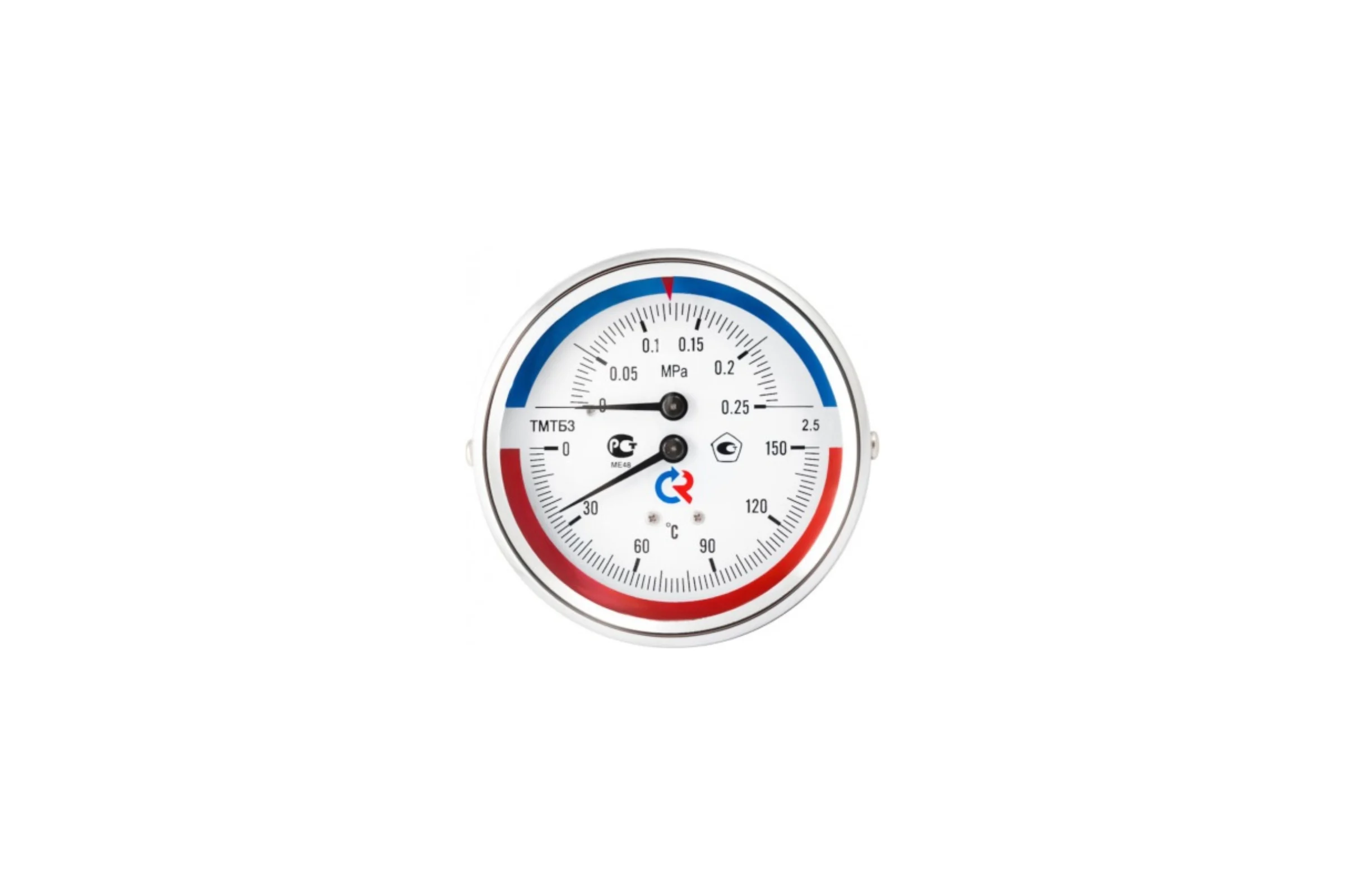 Термоманометр РОСМА ТМТБ-31Т.1 (0-120С) (0-0.4MПa) ДК80 L=46, G1/2, класс точности 2.5 D070-03344