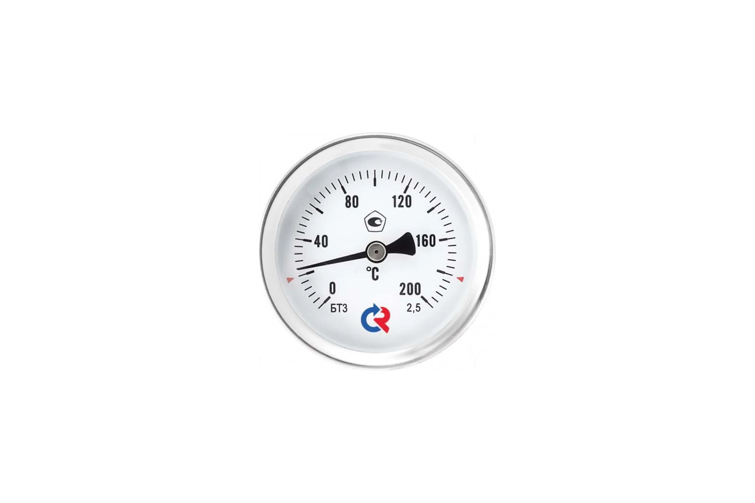 Осевой термометр РОСМА  БТ-31.211 (0-120°C) ДК63, длина погружной части 150мм, резьба G1/2, класс точности 2.5, с защитной латунной гильзой D070-02114