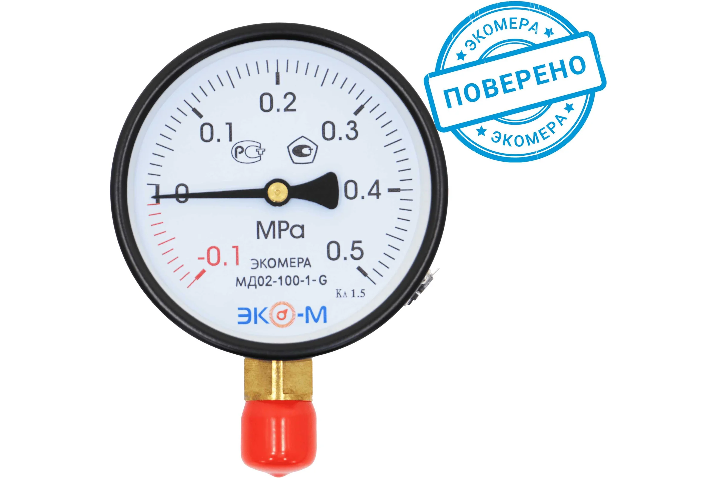 Манометр (вакуумметр) ЭКО-М Экомера G1/2 МД02-100мм-G-(-0,1..0,5)МПа