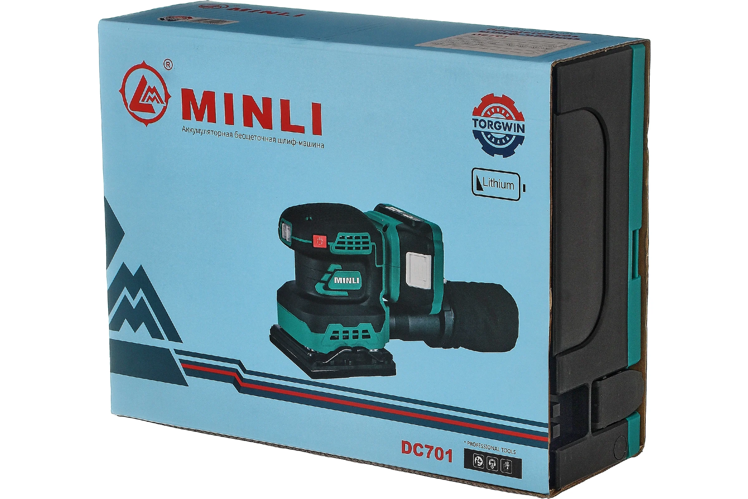 Аккумуляторная бесщеточная эксцентриковая шлифовальная машина MINLI 110x100mm Li-ion 18Vx2 DC701-2.0A
