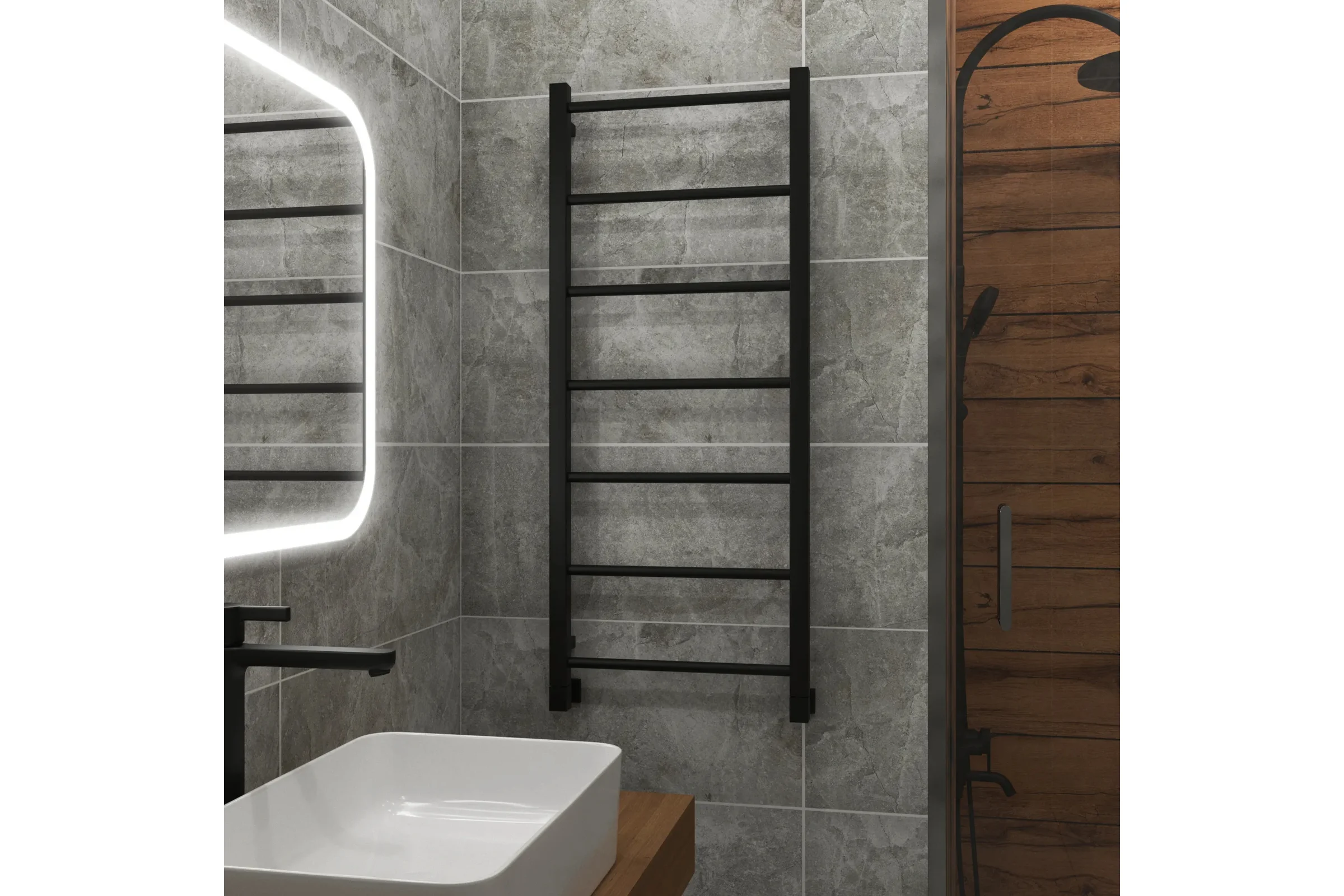 Полотенцесушитель водяной Grota Simple 430x1000 черный Simple 430x1000 N RAL 9005