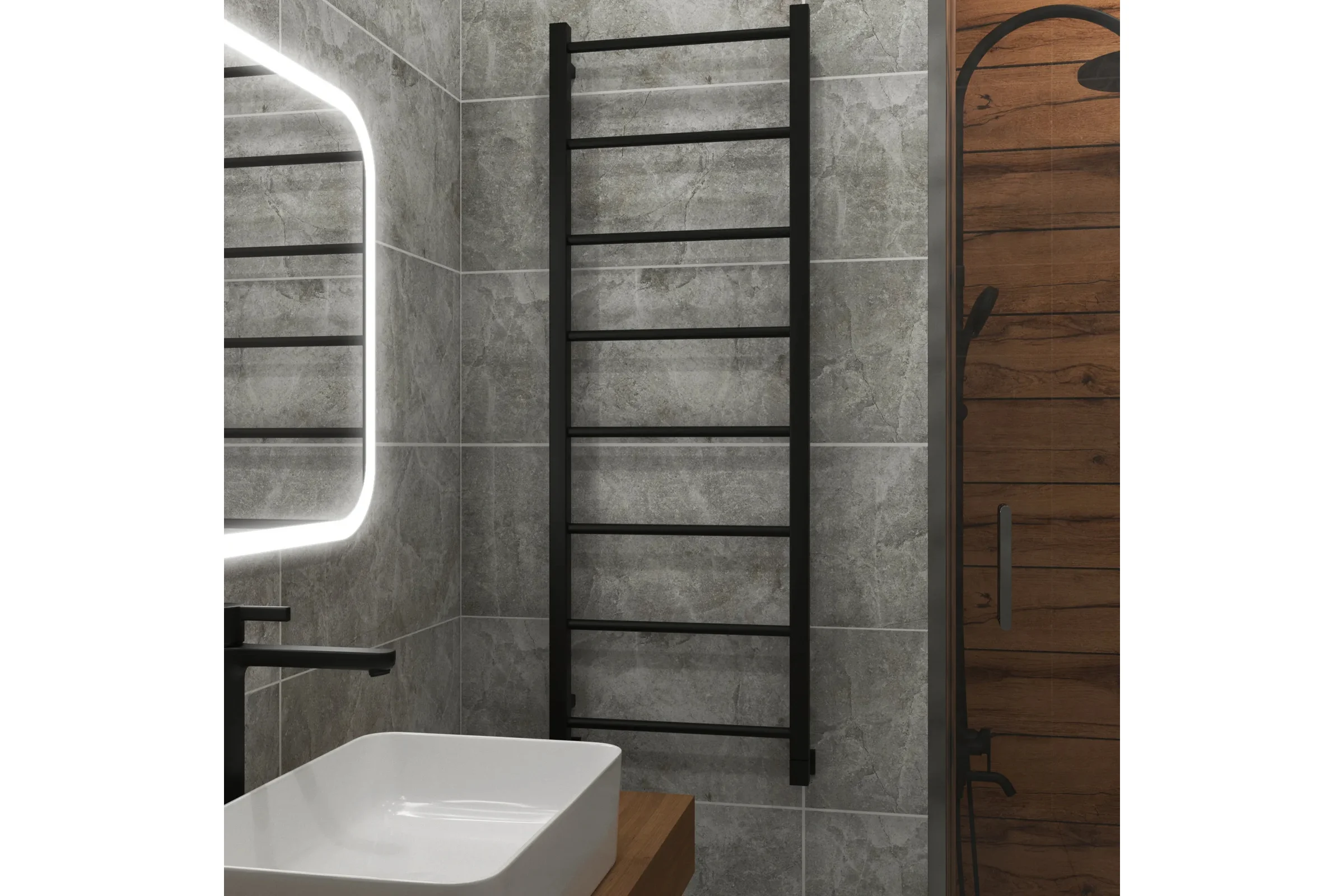 Полотенцесушитель водяной Grota Simple 430x1200 черный Simple 430x1200 N RAL 9005